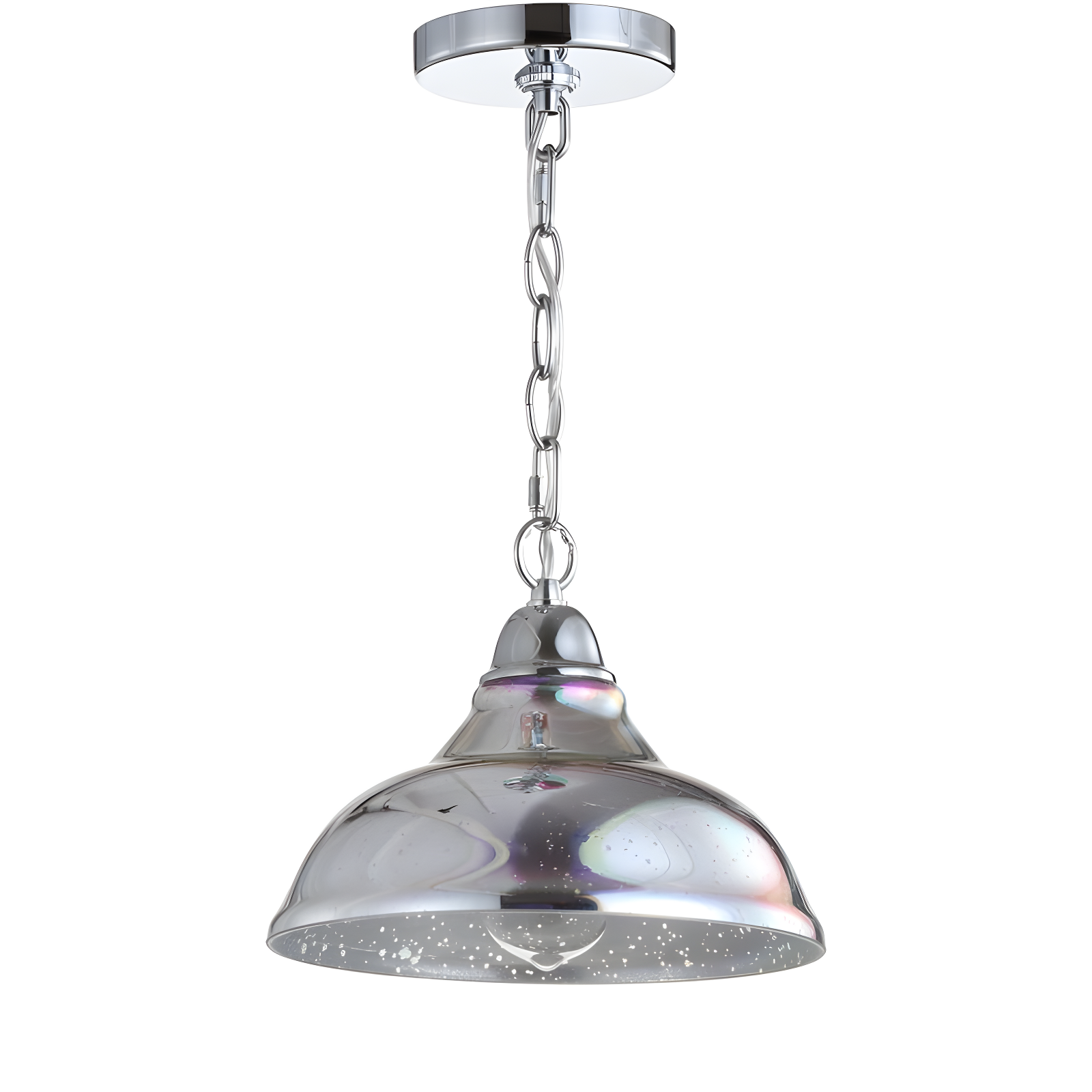 JONATHAN Y Nira 9.75" Adjustable 3D Color Burst Glass/Metal Pendant, Chrome/Multi
