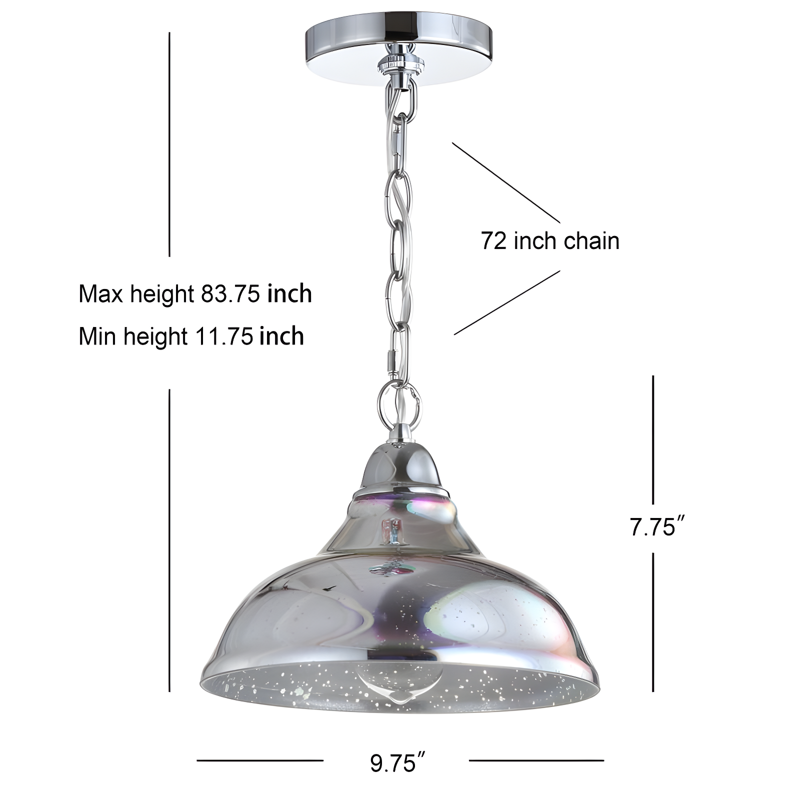JONATHAN Y Nira 9.75" Adjustable 3D Color Burst Glass/Metal Pendant, Chrome/Multi