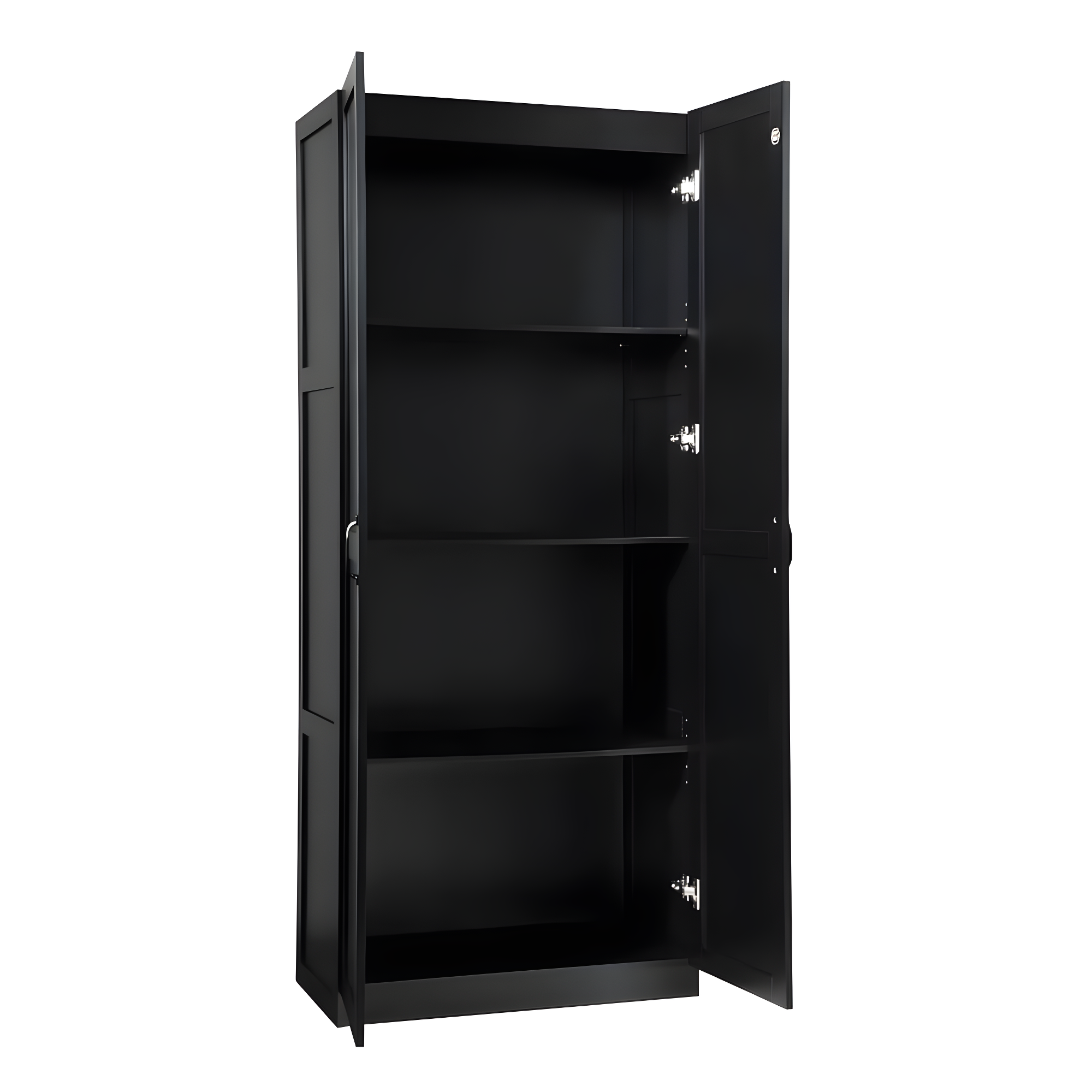 Hopkins Modern 4 Shelf Storage Closet Black - Manhattan Comfort: MDF, European Hinges, 71" High
