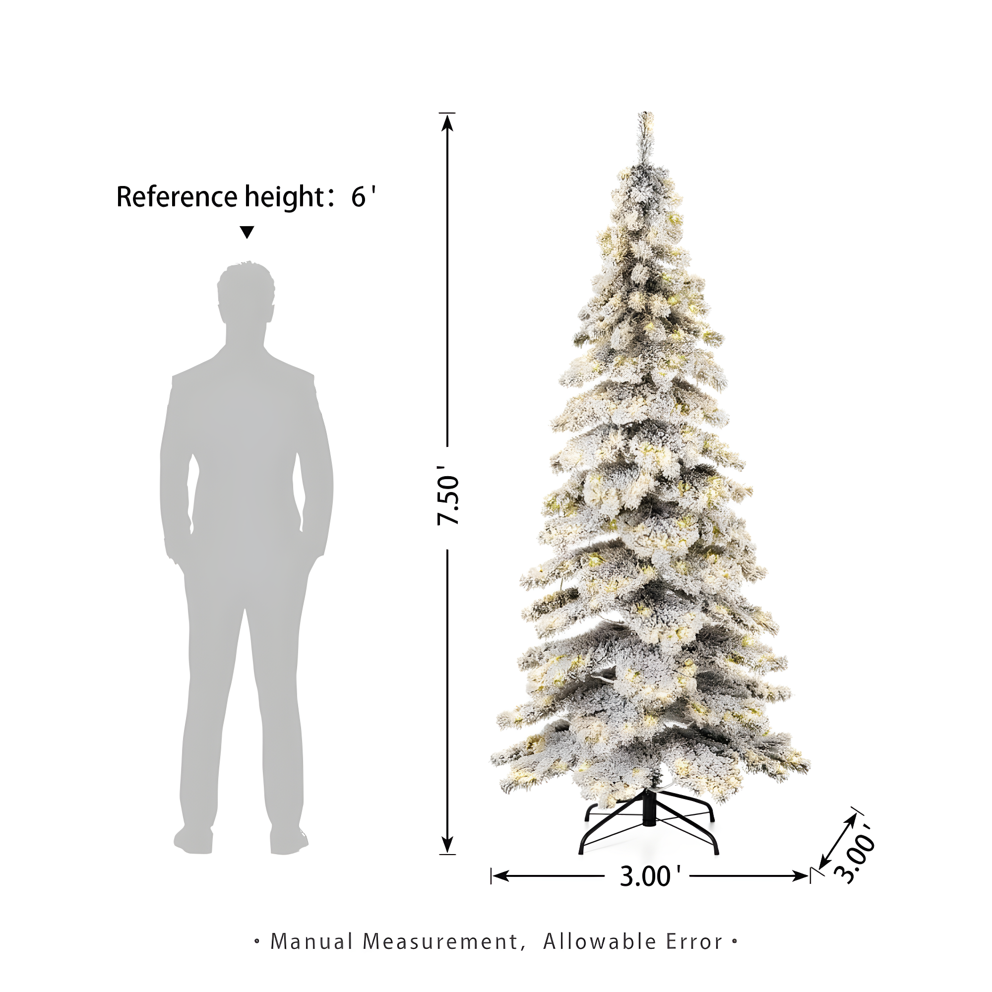 7.5ft Flocked Spruce Christmas Tree with Warm White LED Lights