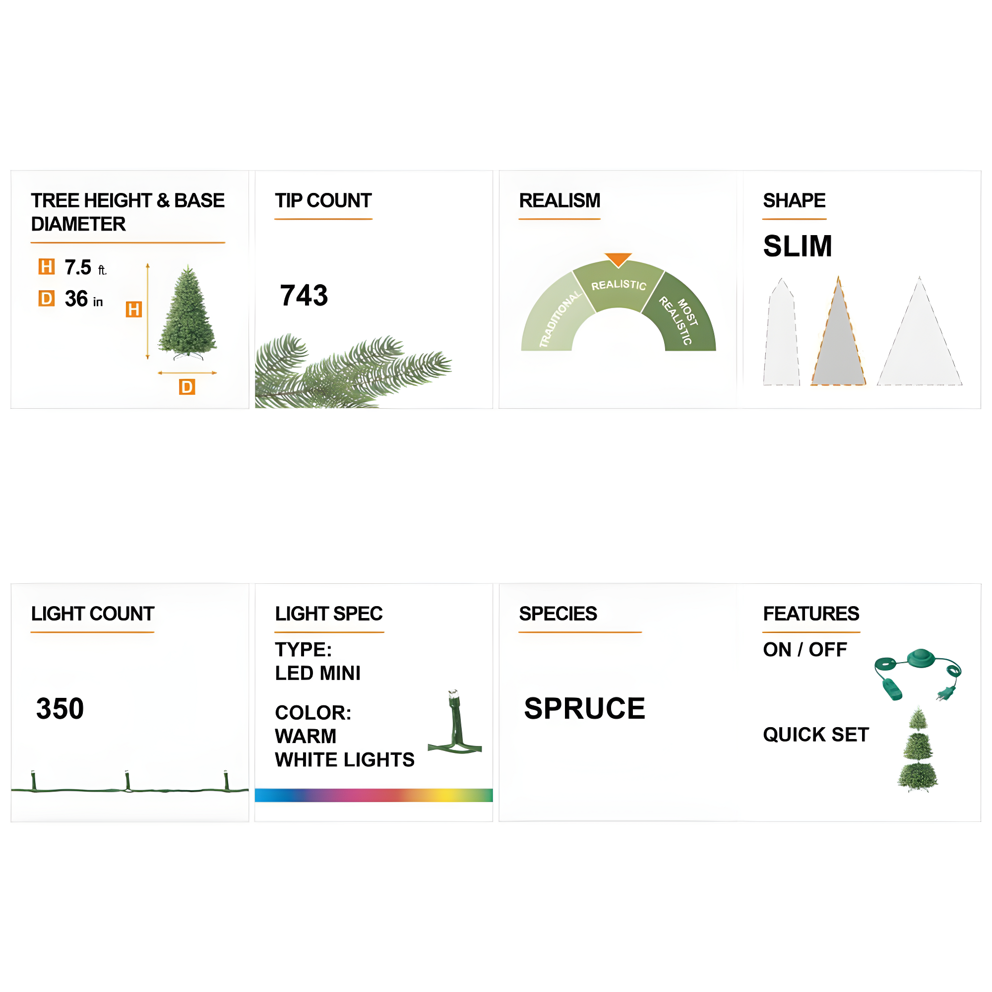 7.5ft Flocked Spruce Christmas Tree with Warm White LED Lights