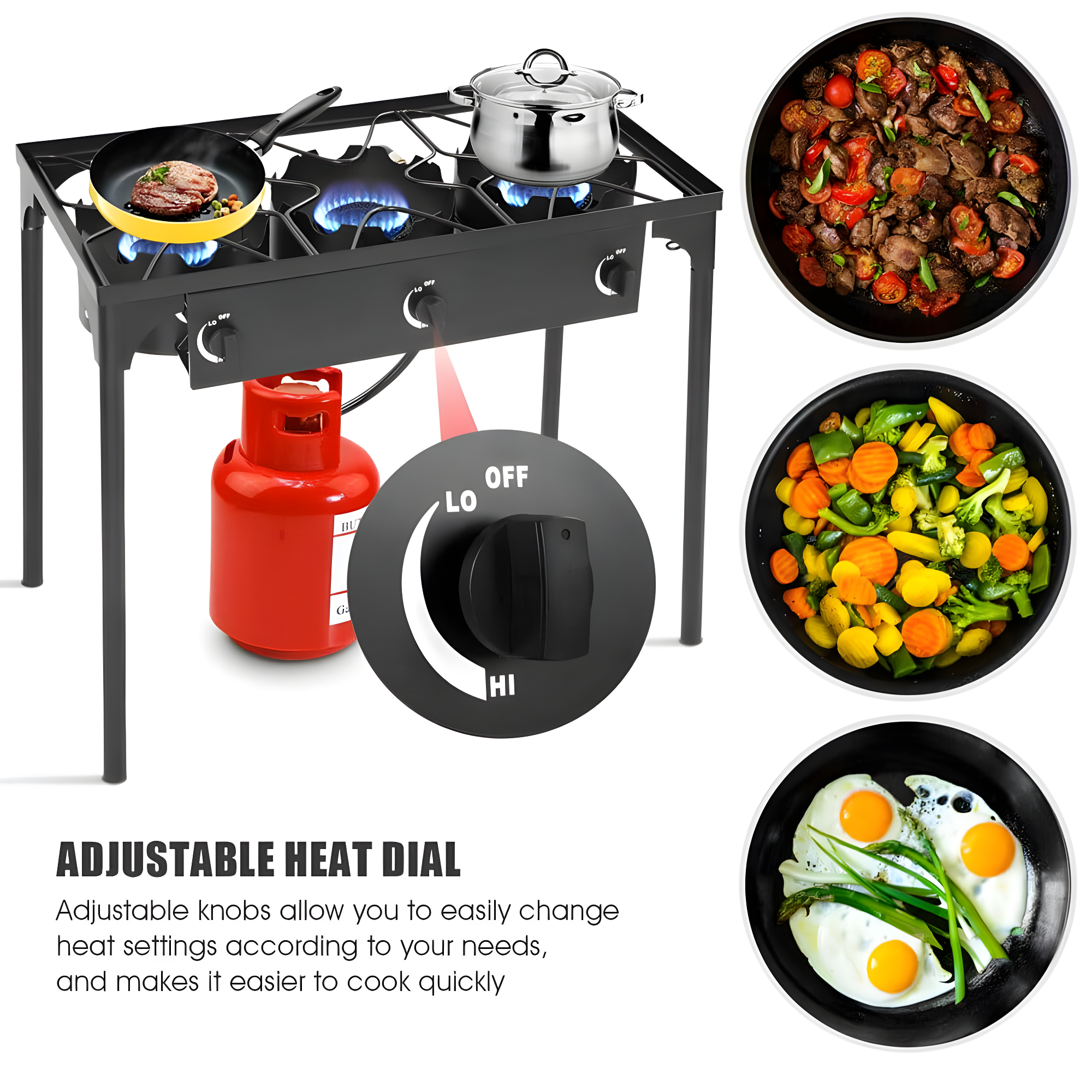 Costway Portable Propane 225,000-BTU 3 Burner Gas Cooker Outdoor Camp Stove BBQ