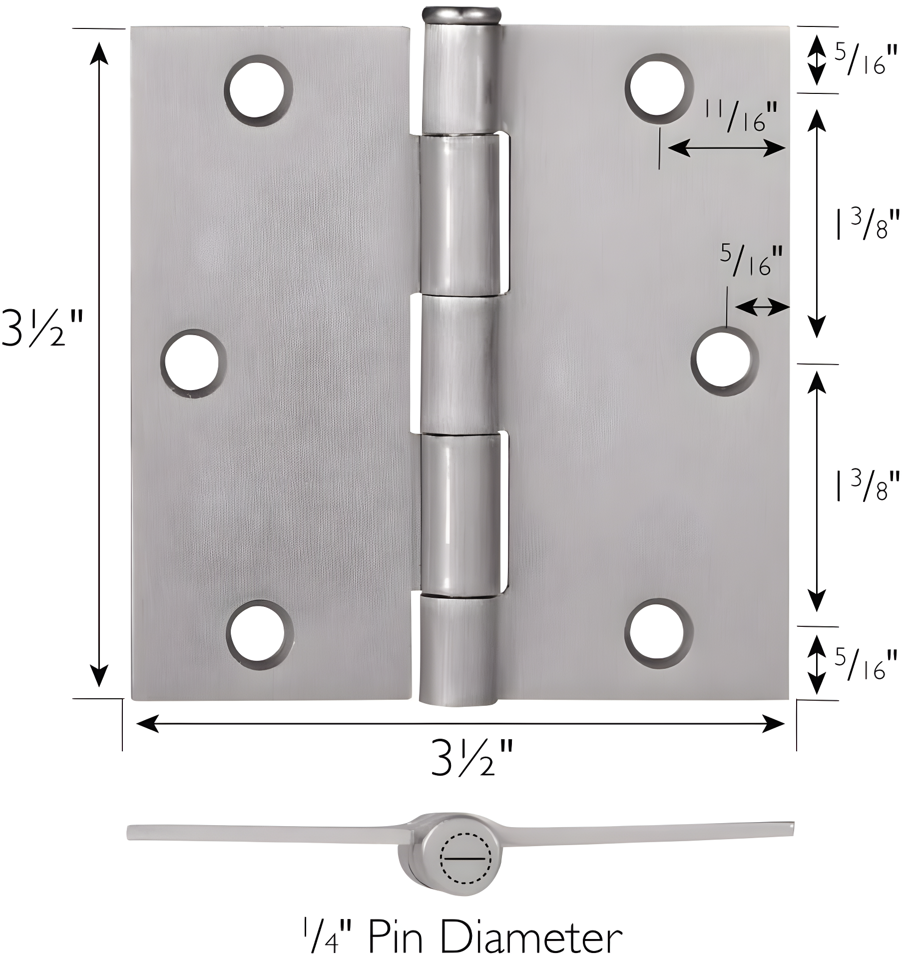 Design House 3.5" H x 3.5" W Butt Bearing Door Hinges (Set of 3)