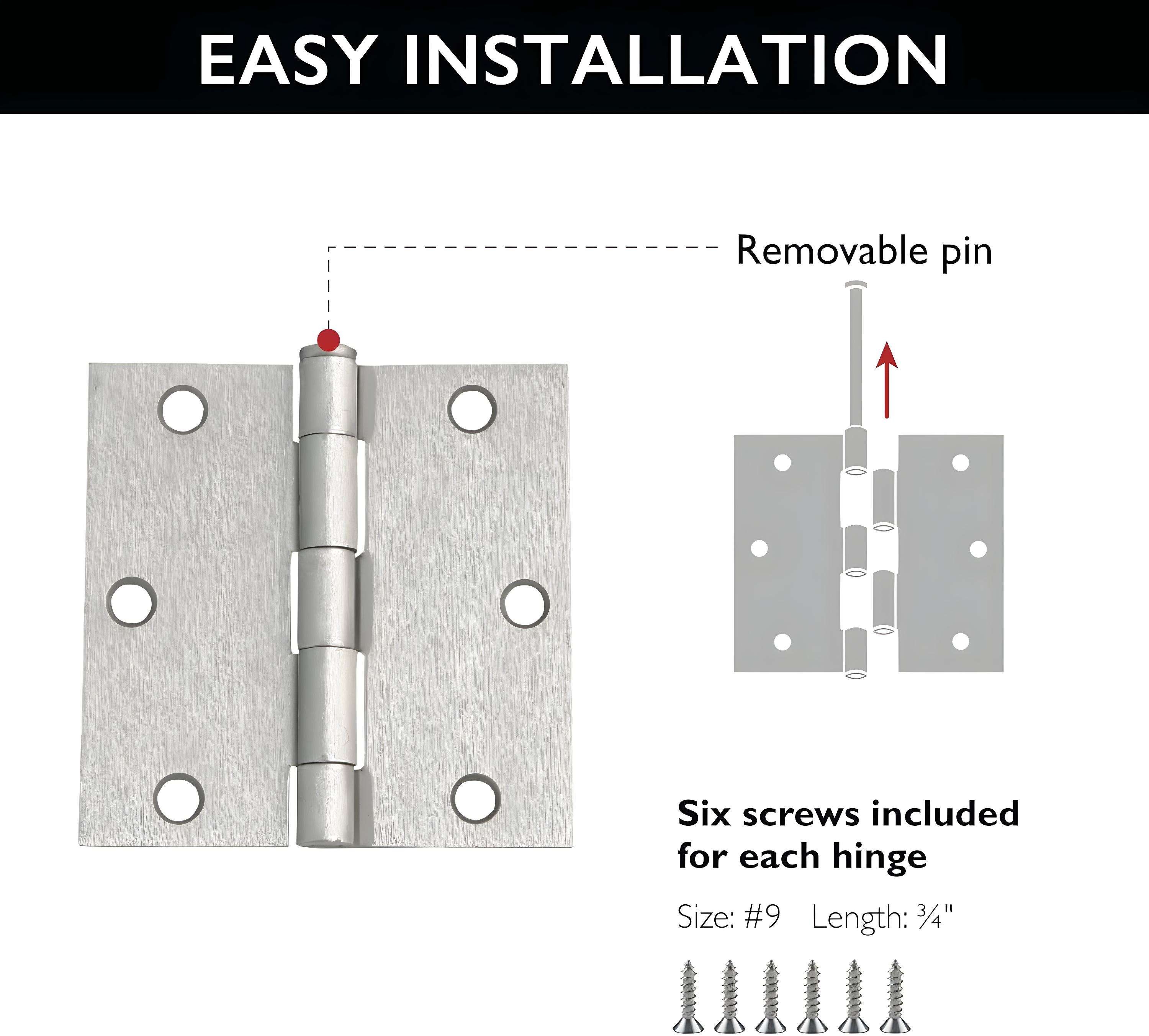 Design House 3.5" H x 3.5" W Butt Bearing Door Hinges (Set of 3)