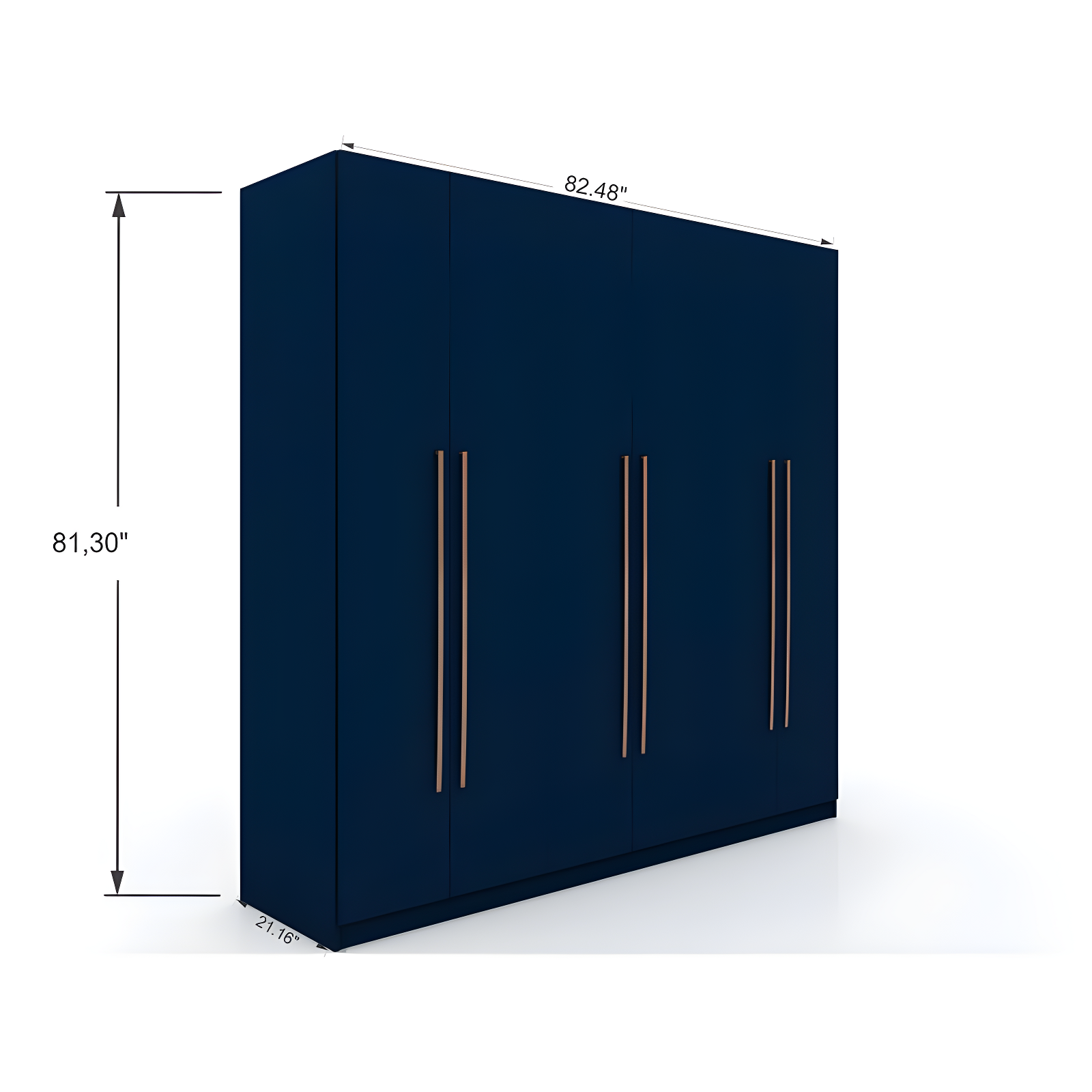 Manhattan Comfort Gramercy Wardrobe Armoire Closet Blue: MDF Composite Frame, 6 Doors, 4 Shelves, 2 Drawers