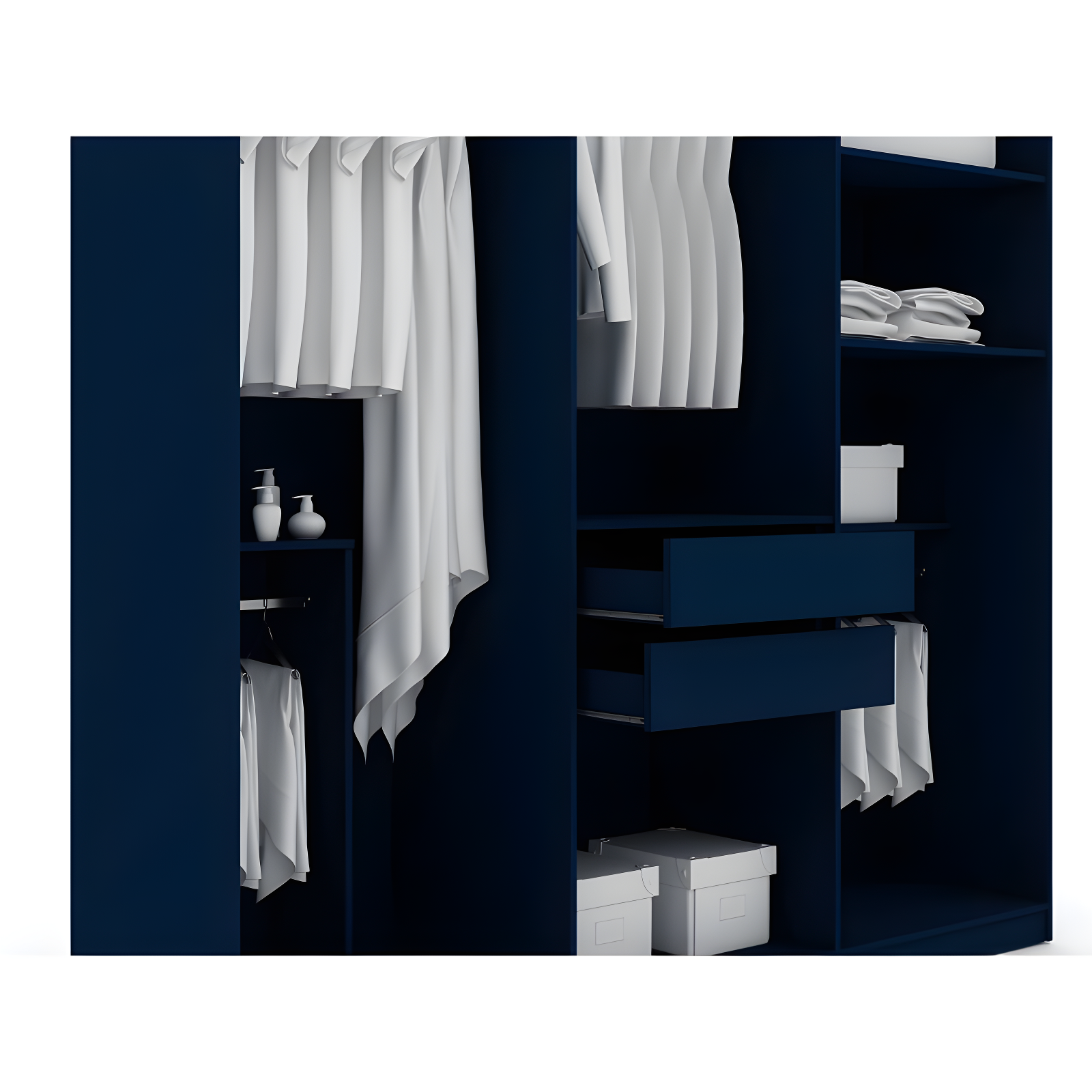 Manhattan Comfort Gramercy Wardrobe Armoire Closet Blue: MDF Composite Frame, 6 Doors, 4 Shelves, 2 Drawers
