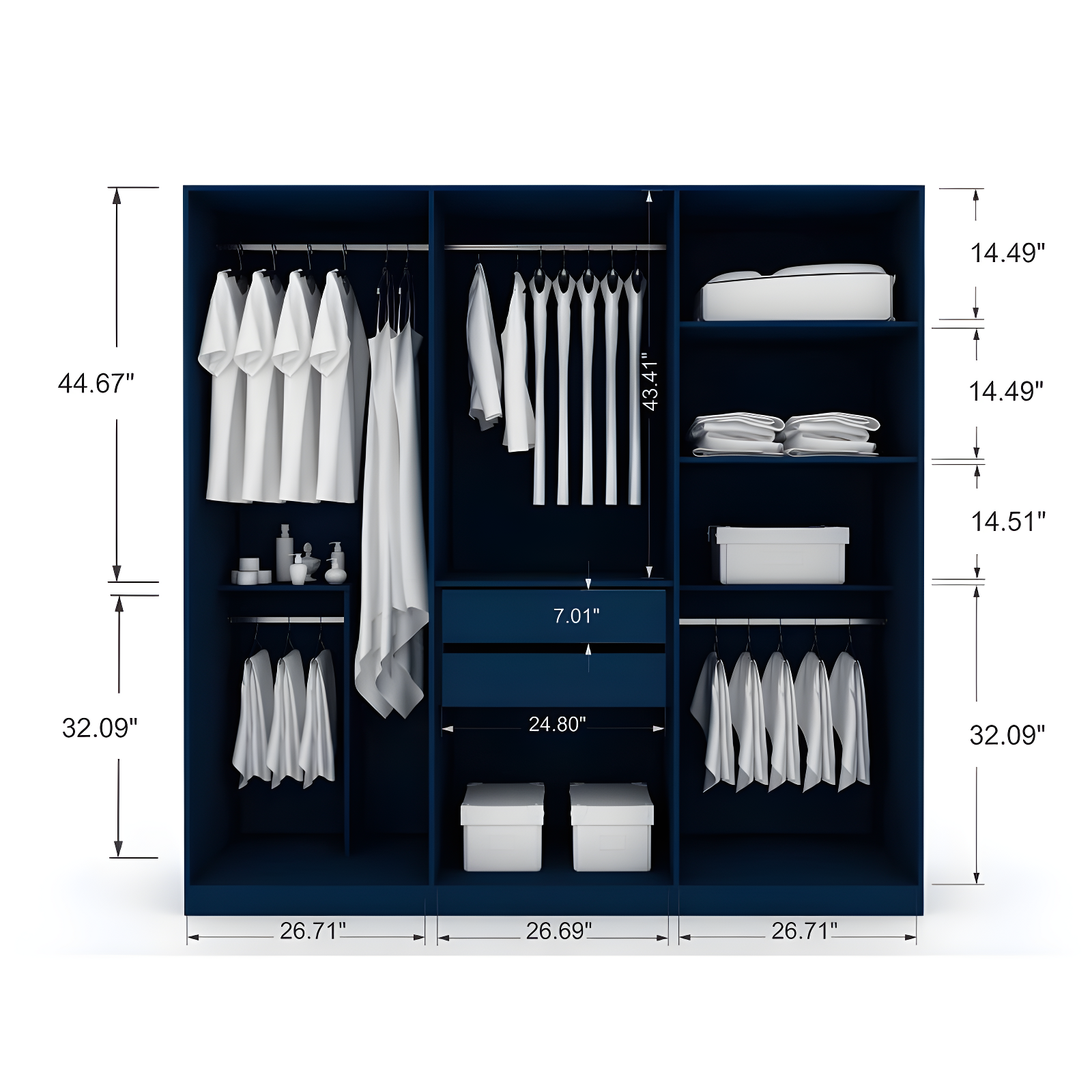 Manhattan Comfort Gramercy Wardrobe Armoire Closet Blue: MDF Composite Frame, 6 Doors, 4 Shelves, 2 Drawers