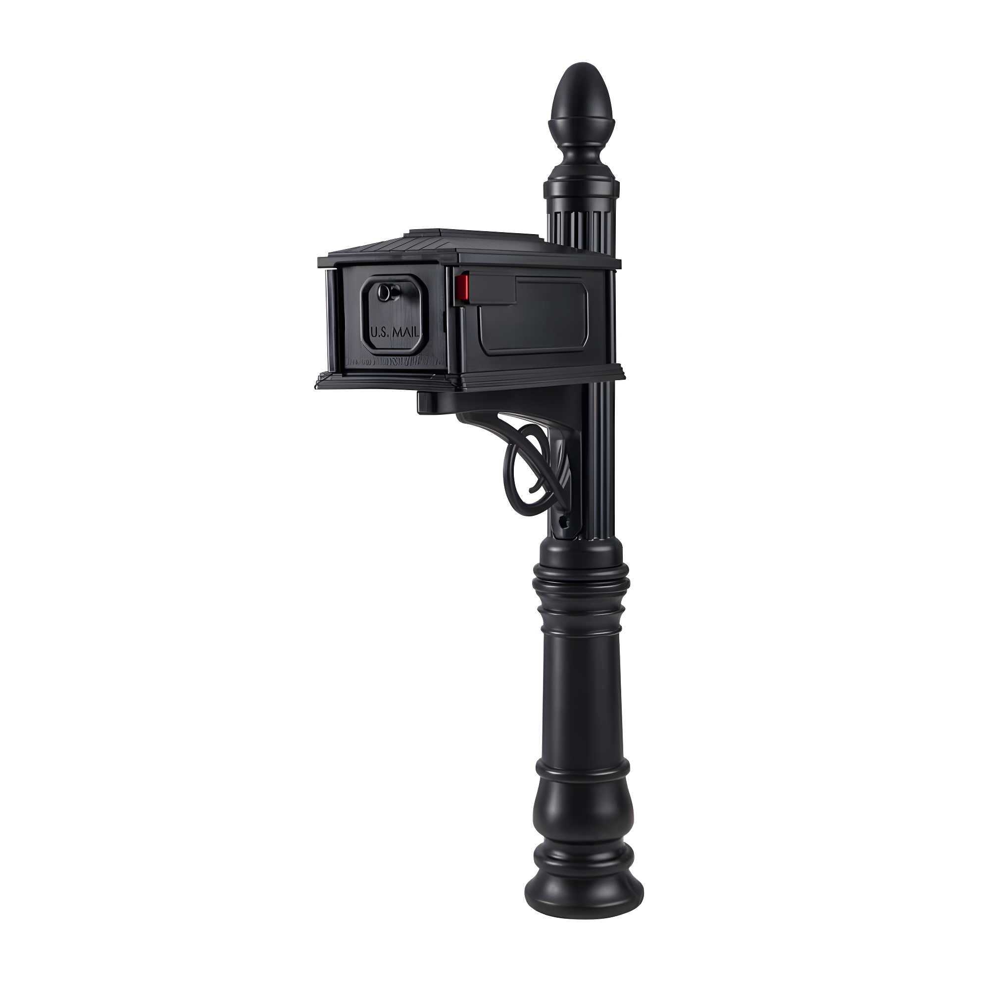 Gibraltar Mailboxes Stratford Decorative Plastic Post Mount Black Mailbox