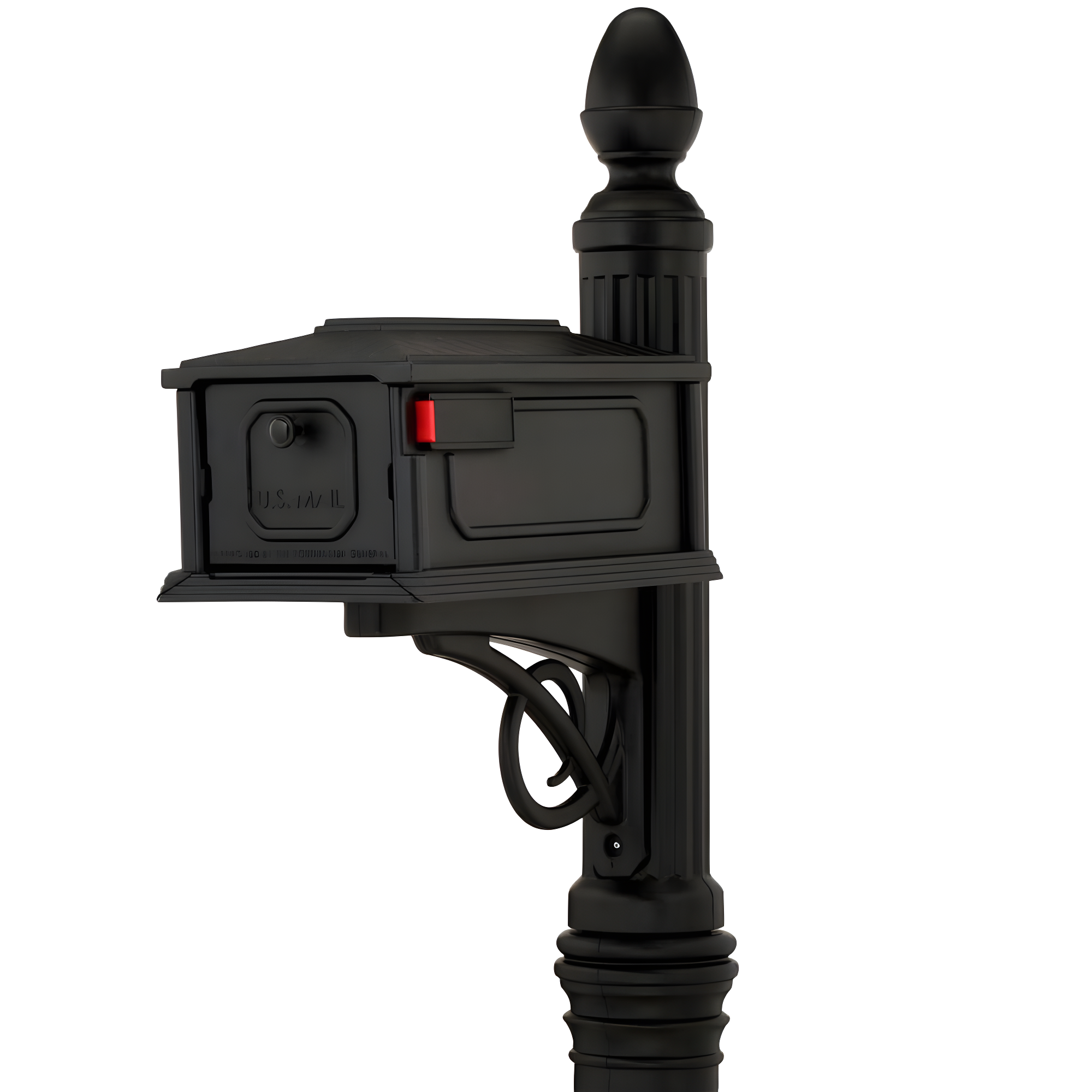 Gibraltar Mailboxes Stratford Decorative Plastic Post Mount Black Mailbox