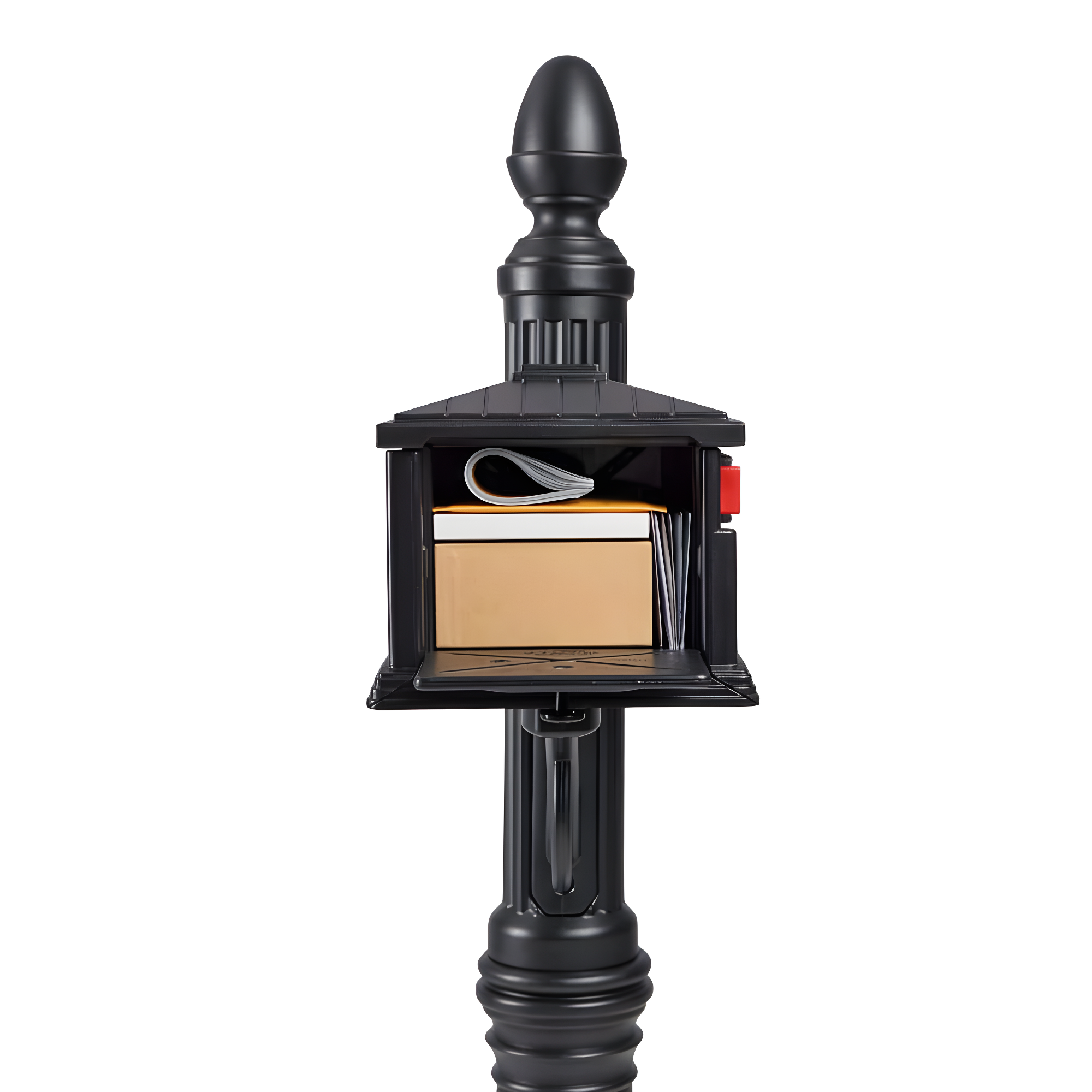 Gibraltar Mailboxes Stratford Decorative Plastic Post Mount Black Mailbox