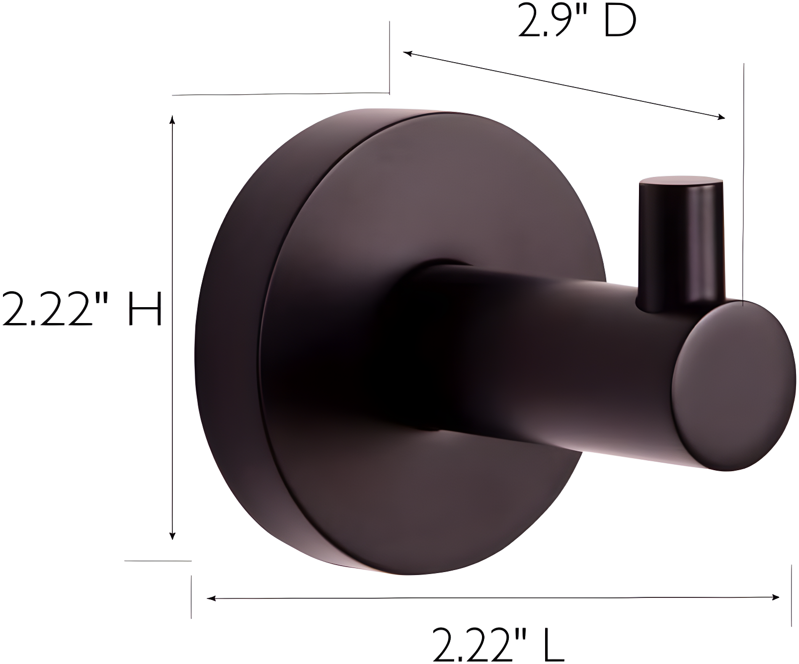 Kelton & Robe Hook for Bathroom, Matte Black