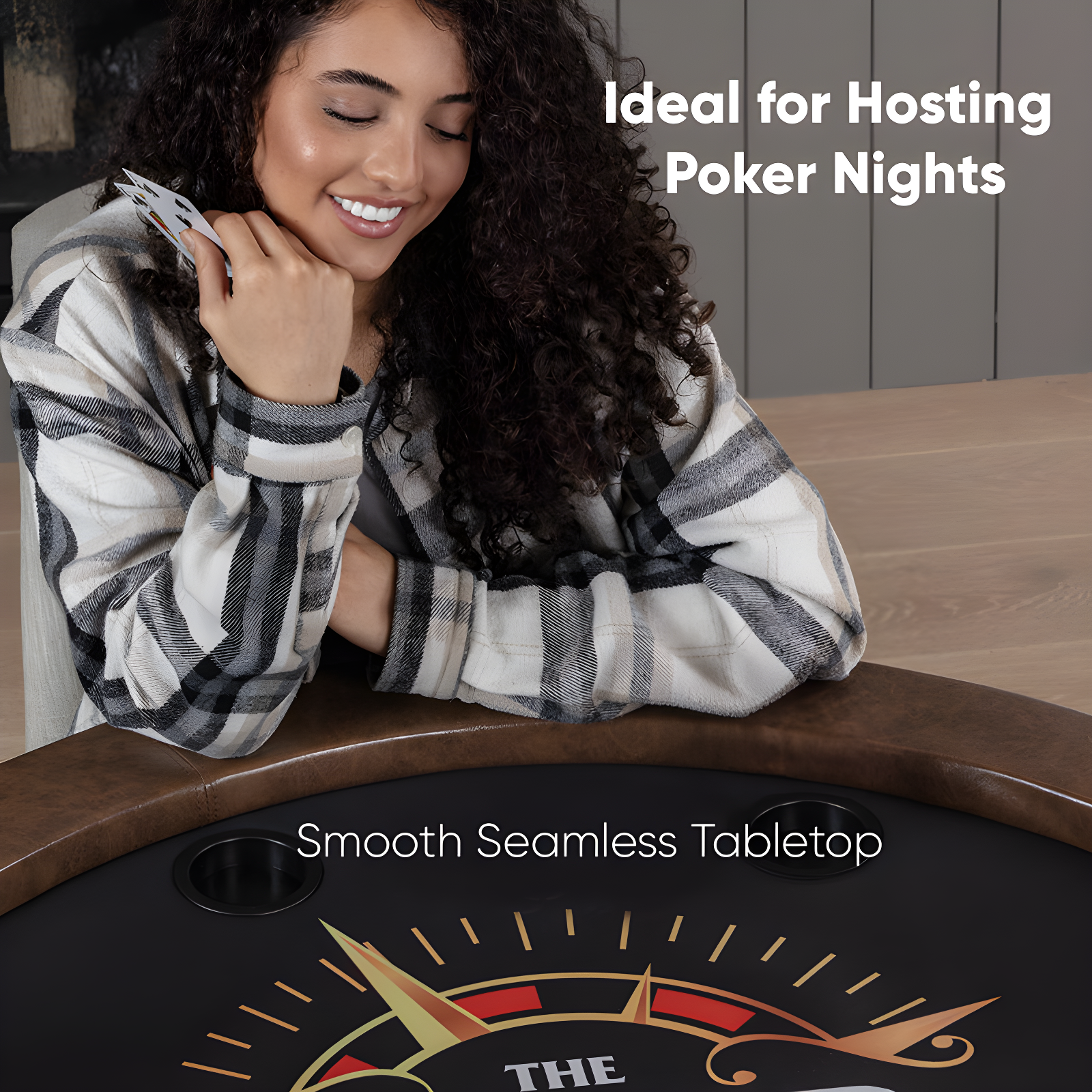 SereneLife 8-Player Foldable Rounded Poker/Casino Game Table with Cushioned Rail