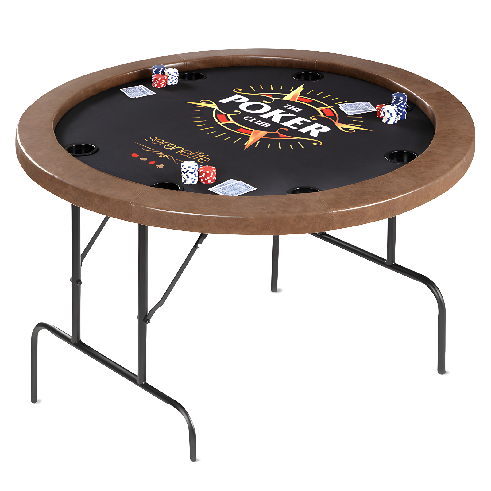 SereneLife 8-Player Foldable Rounded Poker/Casino Game Table with Cushioned Rail