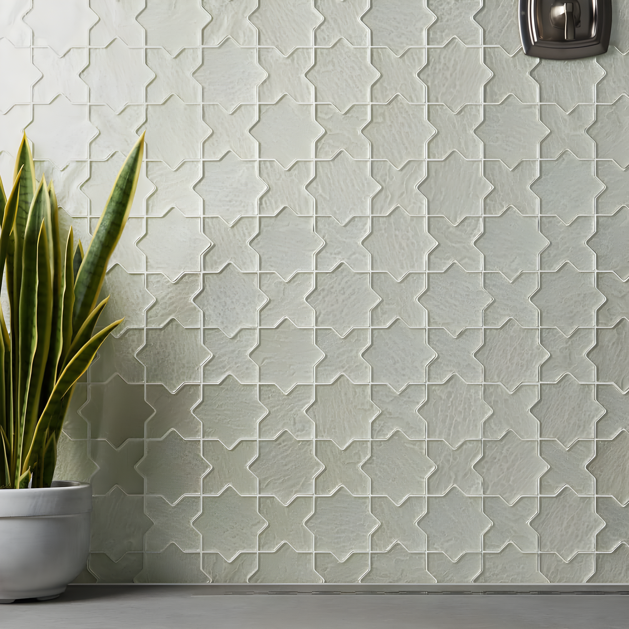 Karma 8.34 In. X 8.34 In. Star Cross Polished Glass Mosaic Wall Tile (0.48 Sq. Ft. / Each)