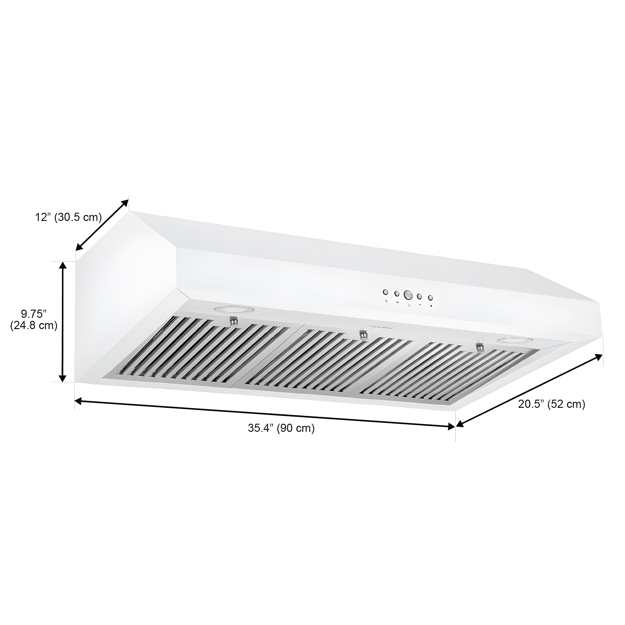 Ancona 36" 440 CFM Ducted Under Cabinet Range Hood, White