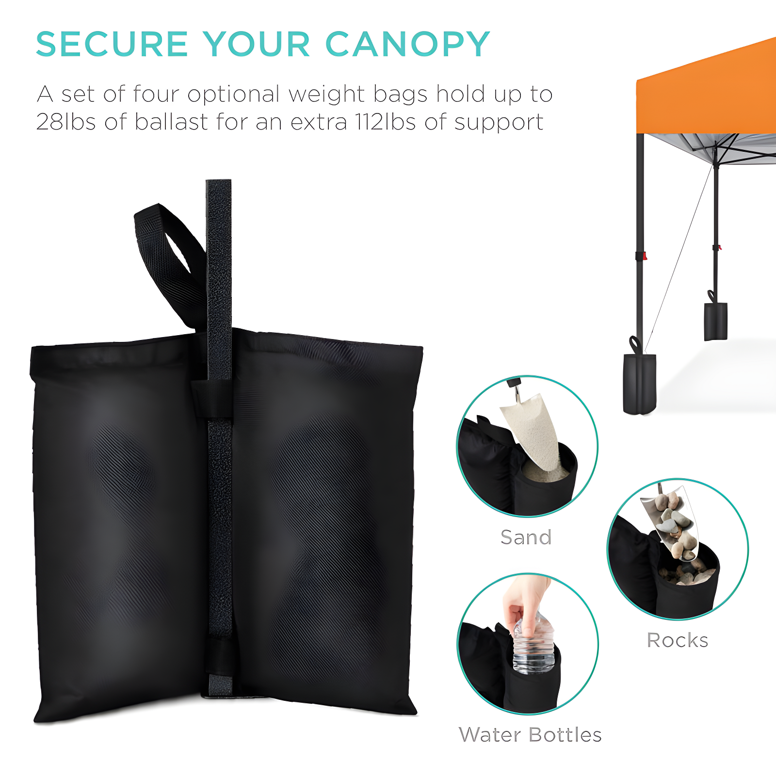 Best Choice Products Easy Setup Pop Up Canopy W/ 1-Button Setup, Wheeled Case, 4 Weight Bags