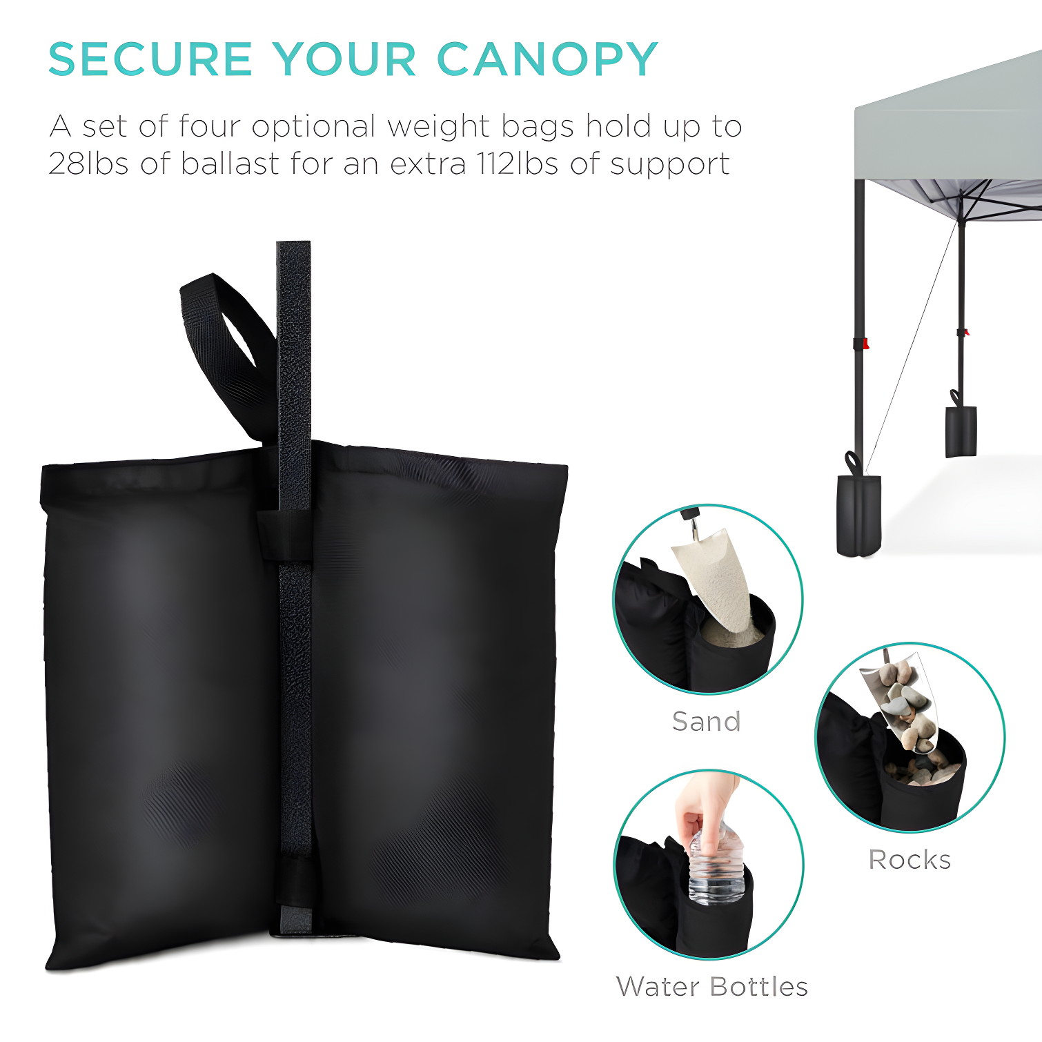 Best Choice Products Easy Setup Pop Up Canopy W/ 1-Button Setup, Wheeled Case, 4 Weight Bags
