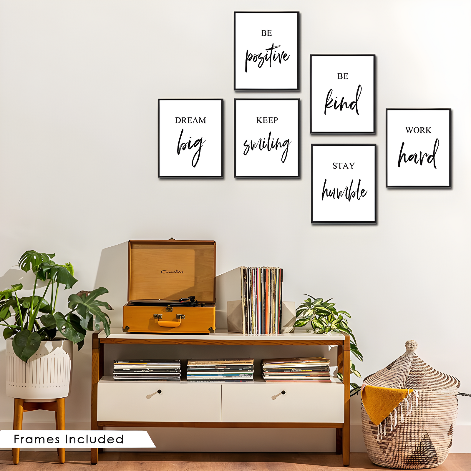 Red Barrel Studio® Inspirational Wall Art, Framed Motivational Canvas Wall Art Positive Quote For Living Room Bedroom Office, Stretched Ready To Hang (Set Of 6, 8X10in, Framed)