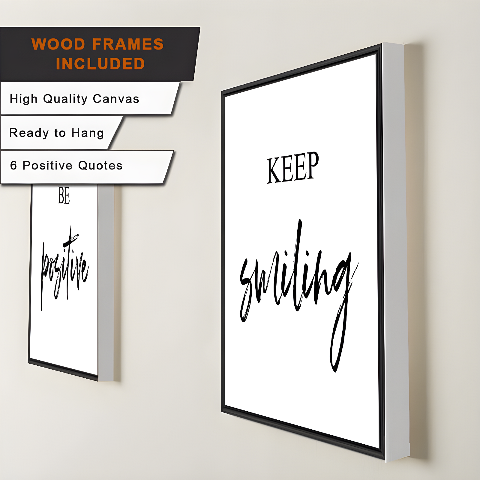 Red Barrel Studio® Inspirational Wall Art, Framed Motivational Canvas Wall Art Positive Quote For Living Room Bedroom Office, Stretched Ready To Hang (Set Of 6, 8X10in, Framed)