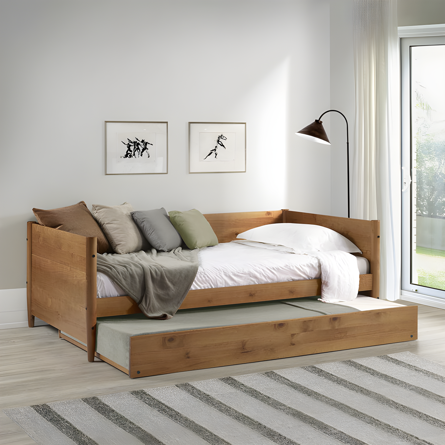 Camello Twin Solid Wood Daybed with Trundle