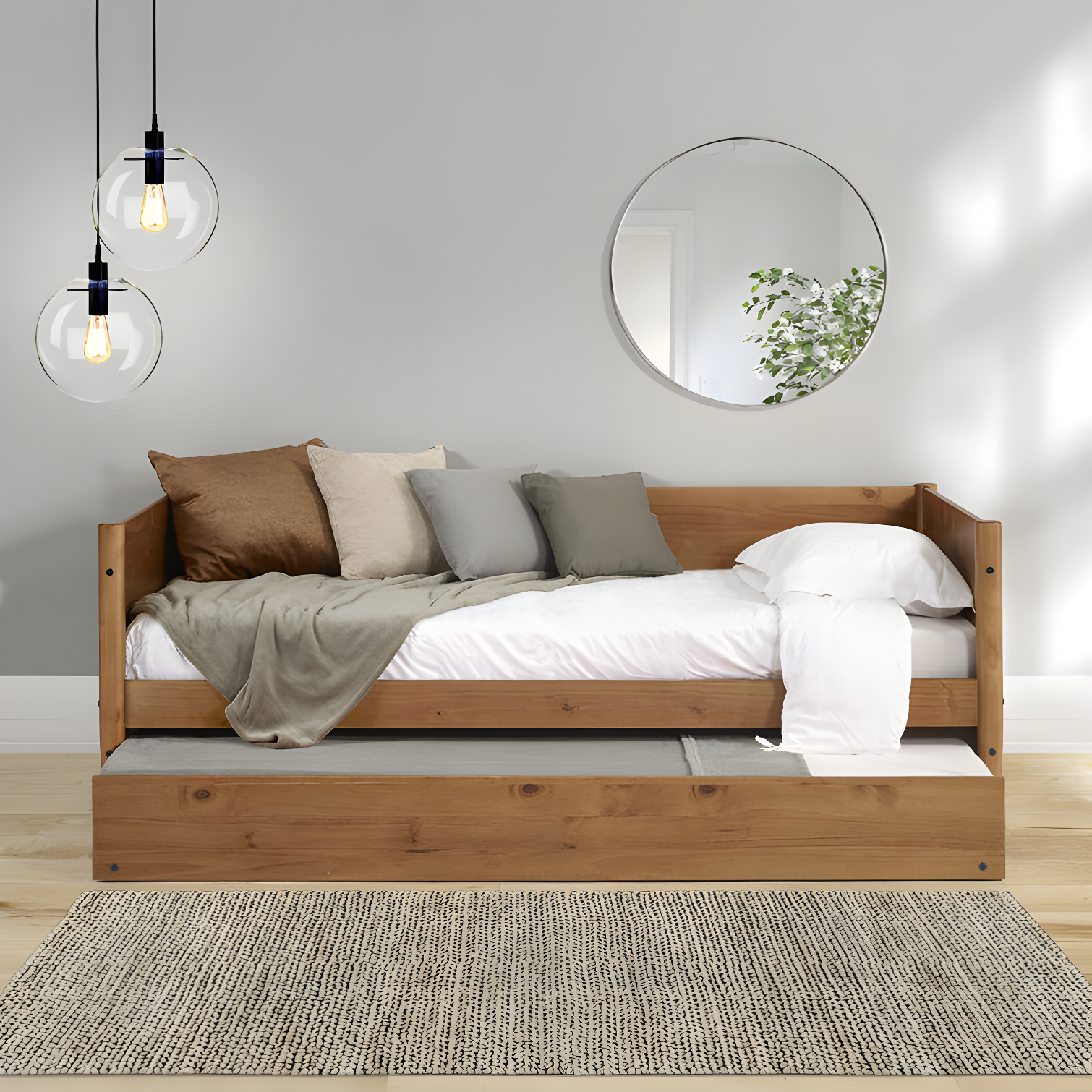 Camello Twin Solid Wood Daybed with Trundle