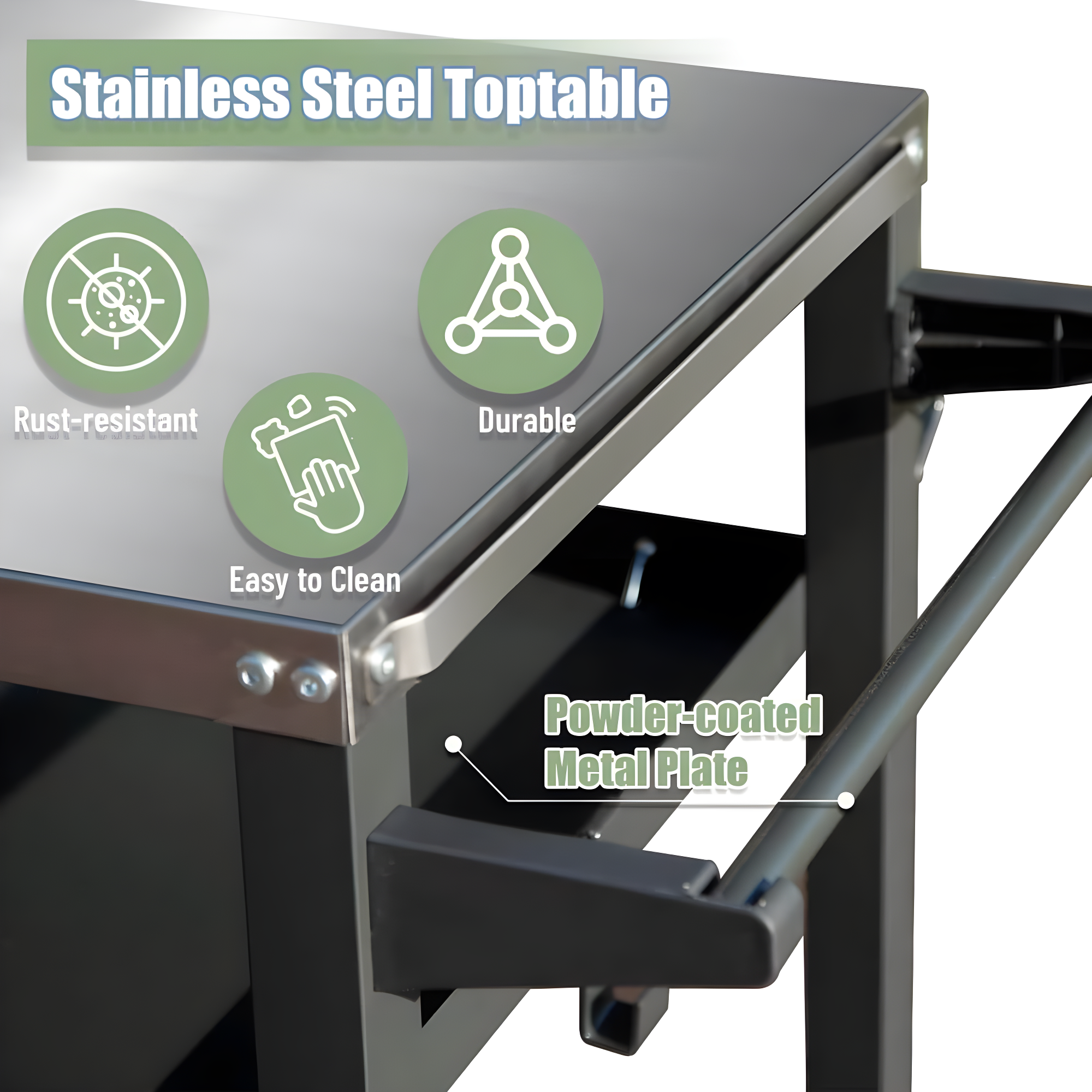 GZMWON 3-Shelf Outdoor Grill Table, Grill Cart Outdoor With Wheels, Pizza Oven Table And Food Prep Table, Blackstone Table Grill Stand  Blackstone Griddle  Outside BBQ