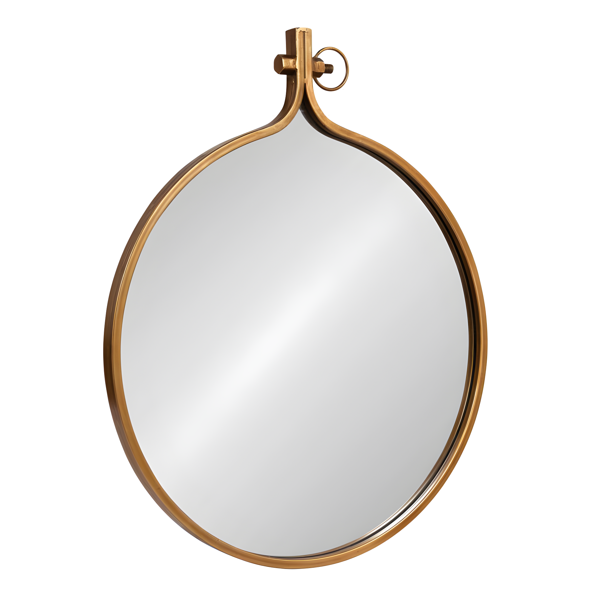 Kate and Laurel Yitro Round Industrial Modern Metal Framed Wall Mirror, 23.5x28.5, Gold