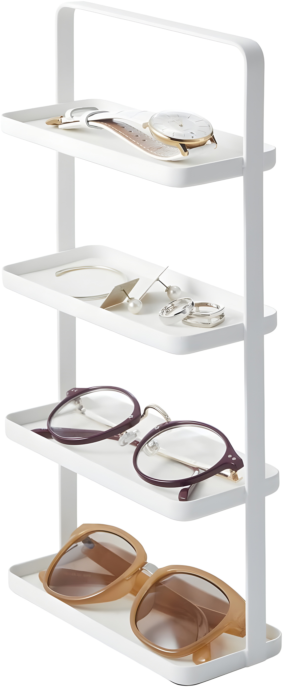 Tower Yamazaki Home 4-Tier Accessory Tray, Jewelry Holder & Storage Organizer, Steel, Handle