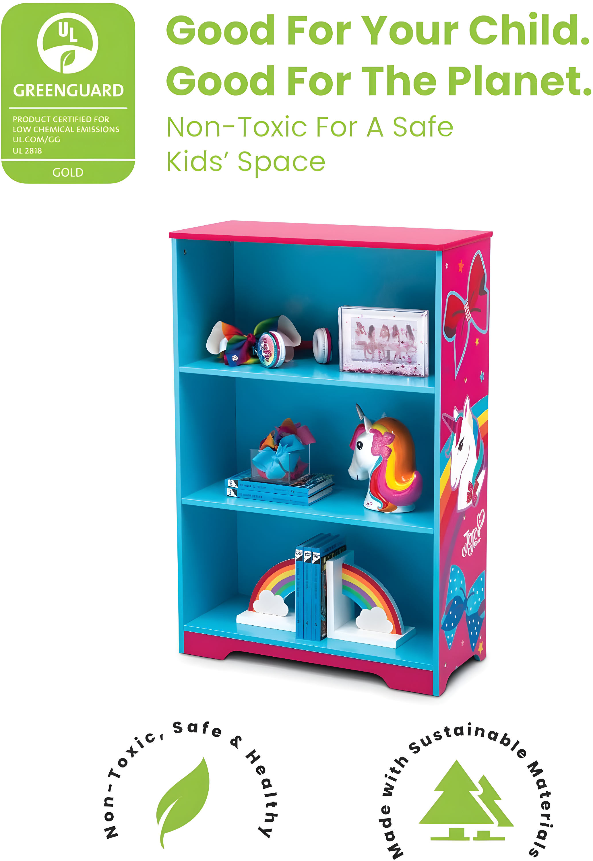Delta Children Rainbow Unicorn Deluxe 37.5" Bookcase