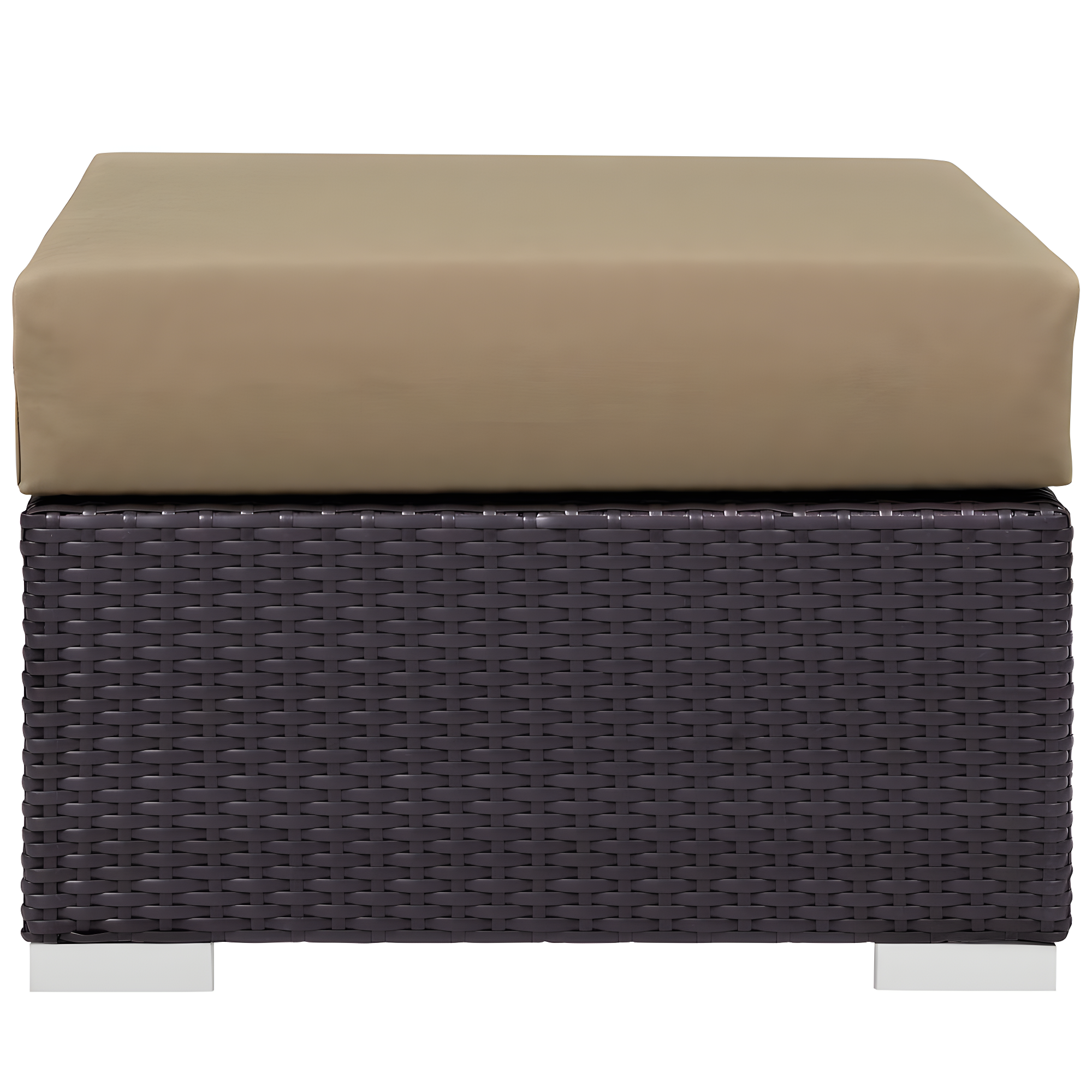 Modway Convene Outdoor Patio Fabric Square Ottoman in Espresso Mocha