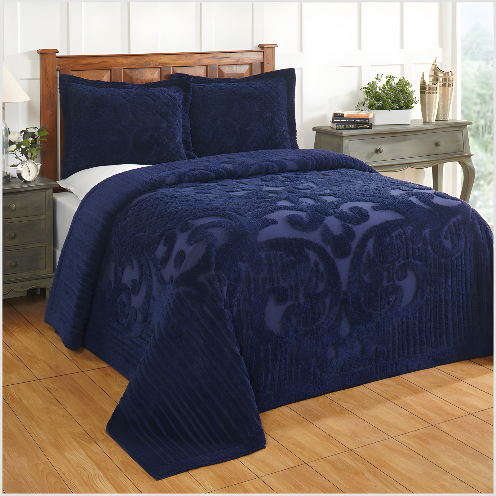 Better Trends Ashton 100% Cotton Chenille Bedspread with Medallion Pattern,  Soft & Breathable Coverlet, Luxurious Bedding for All Seasons, Machine Washable