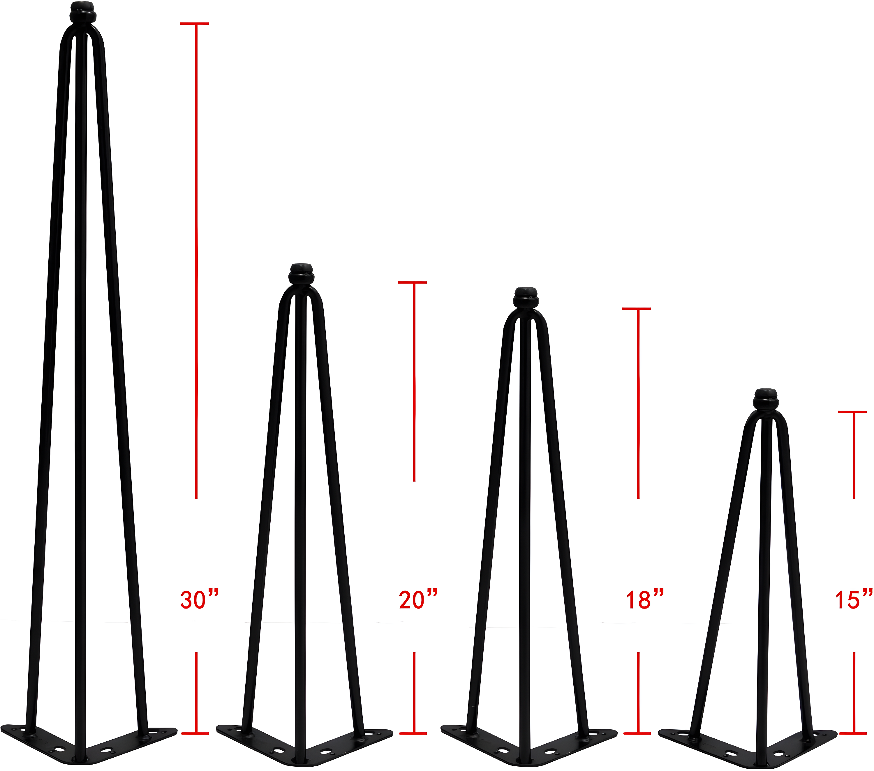 Home Soft Things Hairpin Metal Table Legs 30 Inch Legs for Furniture Coffee Bench Dining End Industrial Table Desk Set of 4 with Screws Adjustable Cushion Black Floor Protectors, 30"
