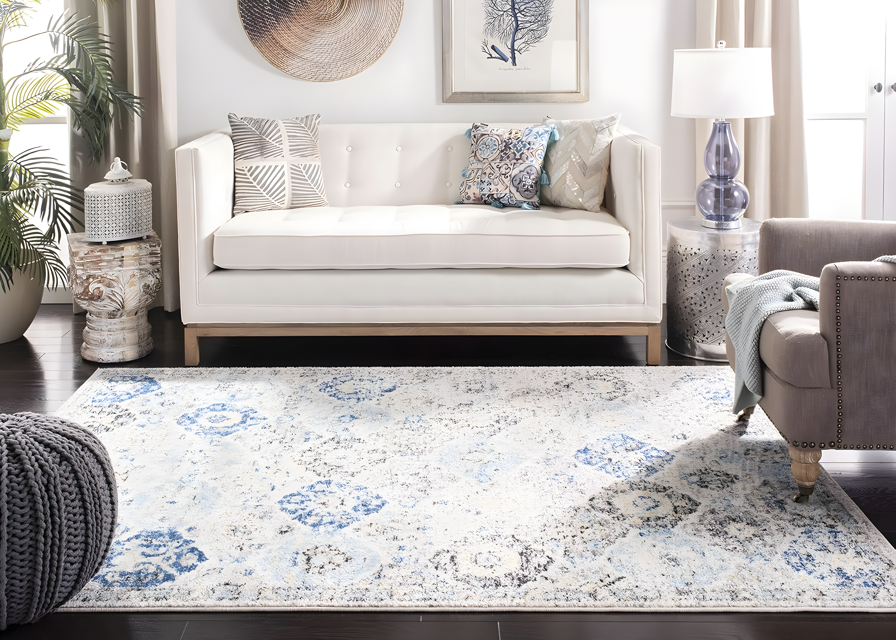 Madison MAD611 Power Loomed Indoor Area Rug - Ivory/Aqua - 6'7"x9'2" - Safavieh
