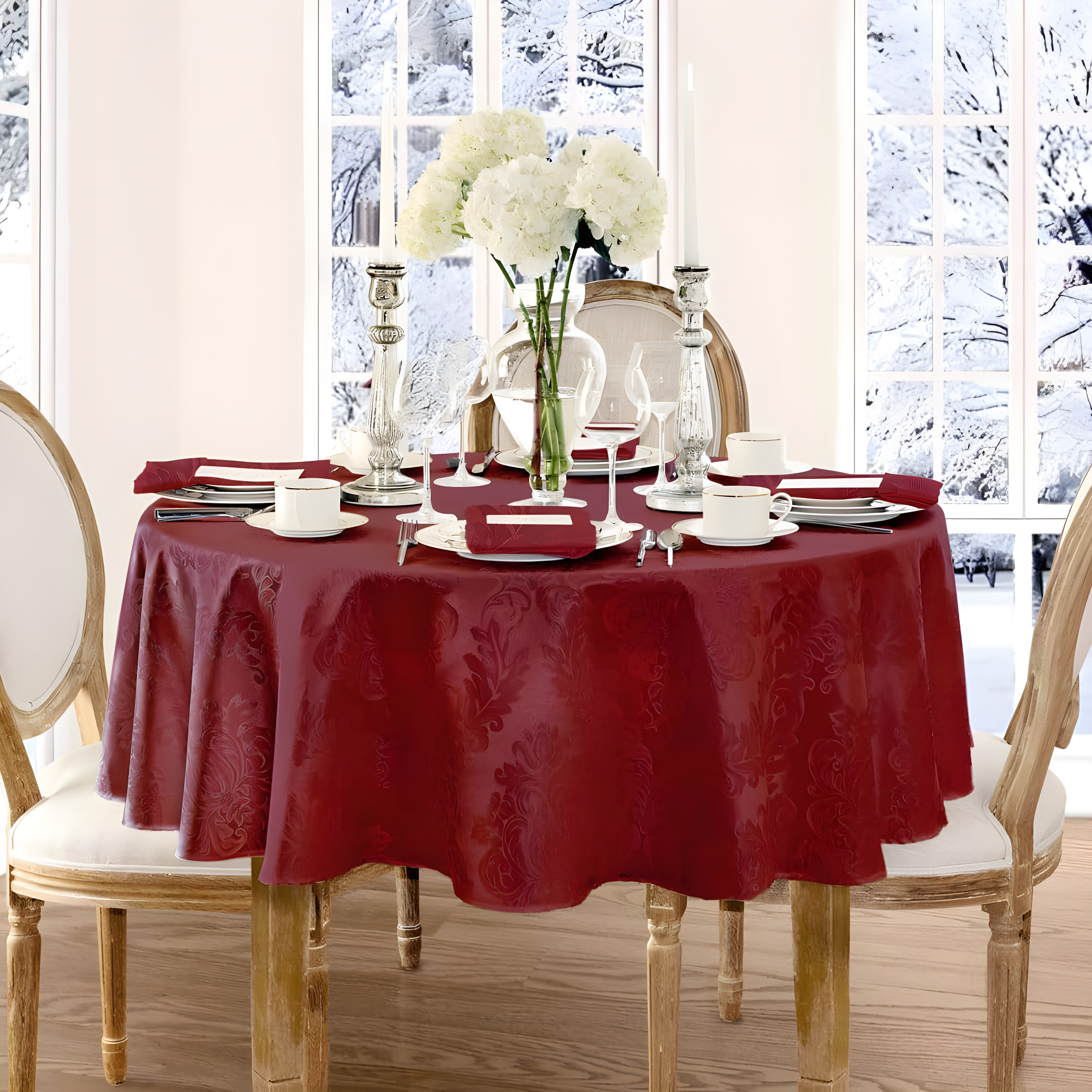 Ophelia & Co. Burchfield Floral Jacquard Round Polyester Tablecloth