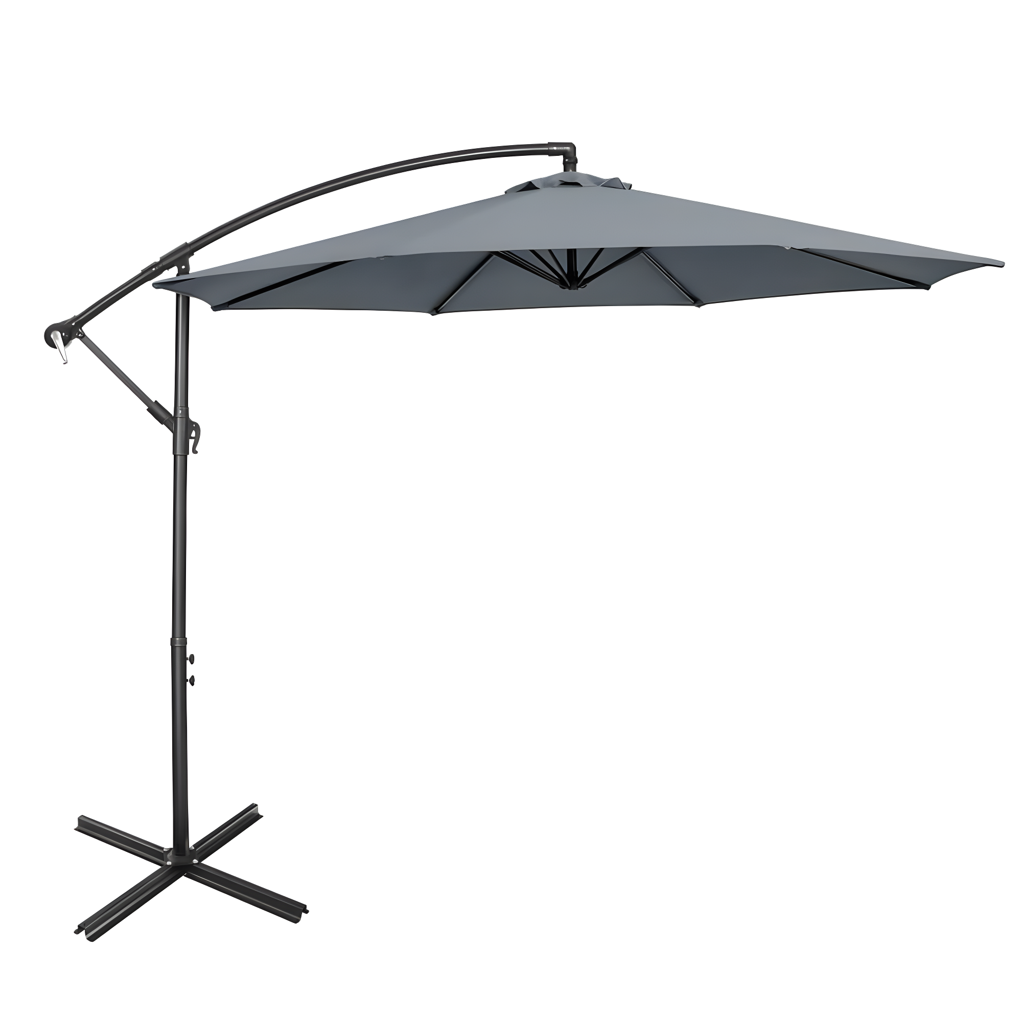 Costway  10 FT Patio Offset Umbrella w/8 Ribs Cross Base Tilt Grey