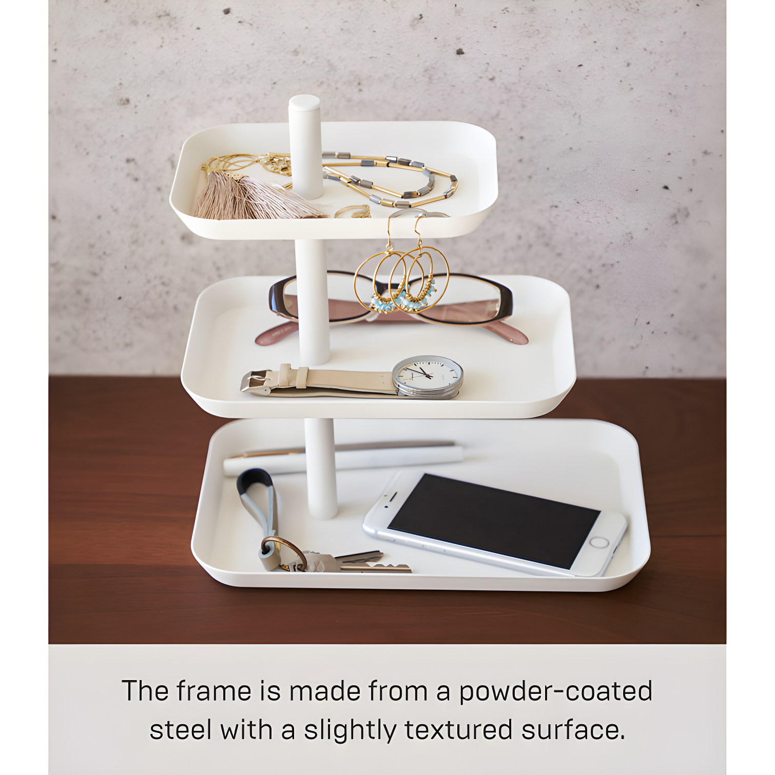 Yamazaki Home 3-Tier Accessory Tray - Jewelry Holder & Storage Organizer, Steel