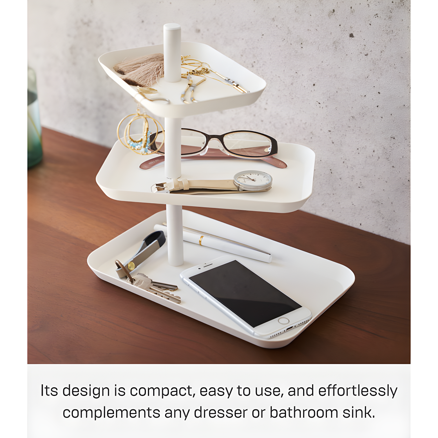 Yamazaki Home 3-Tier Accessory Tray - Jewelry Holder & Storage Organizer, Steel
