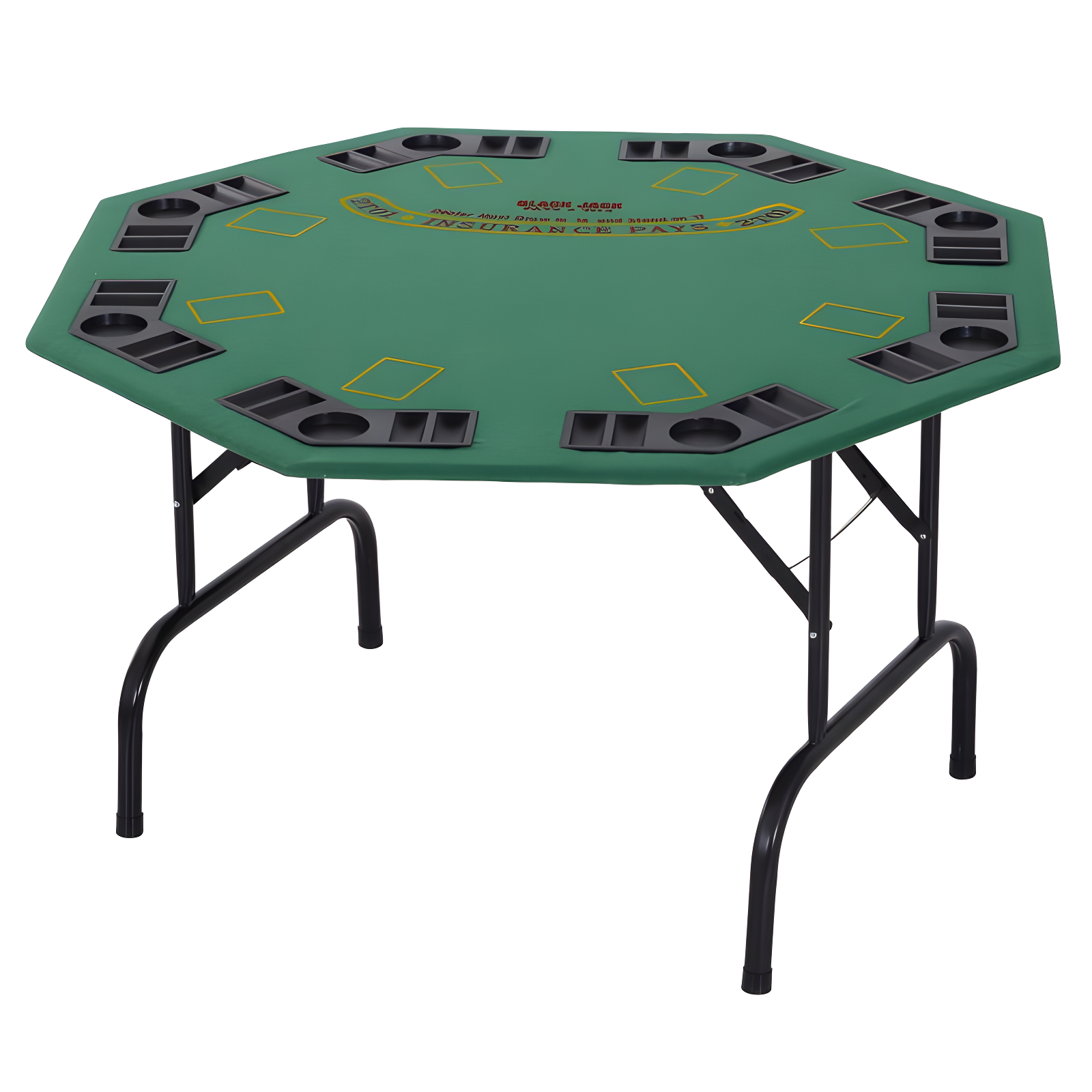 Soozier 47.25" 8 Player Folding Octagon Poker Table for Blackjack Poker Game with Cup Holders, Green