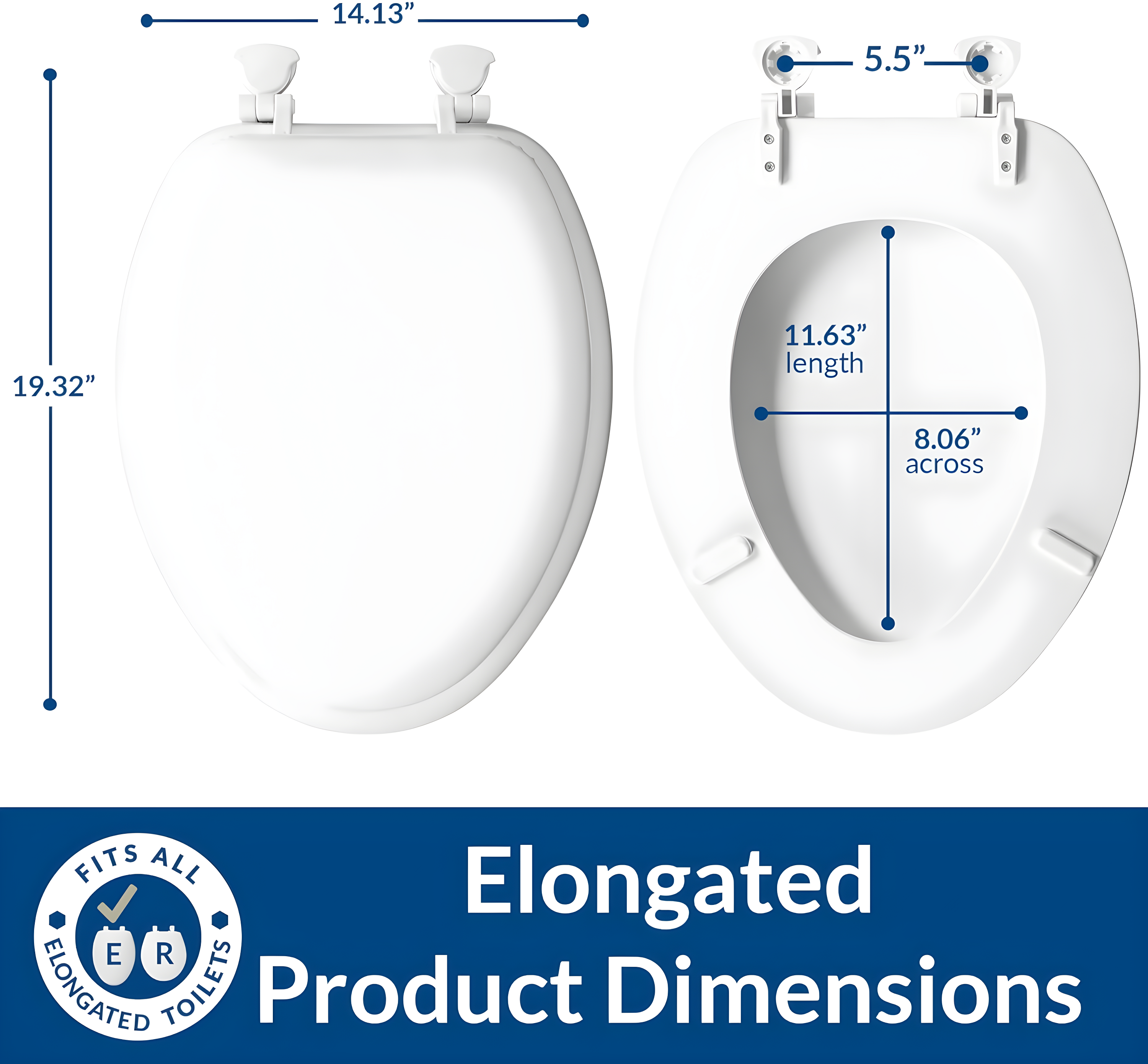 Bemis 274520 Elongated Soft Toilet Seat, White