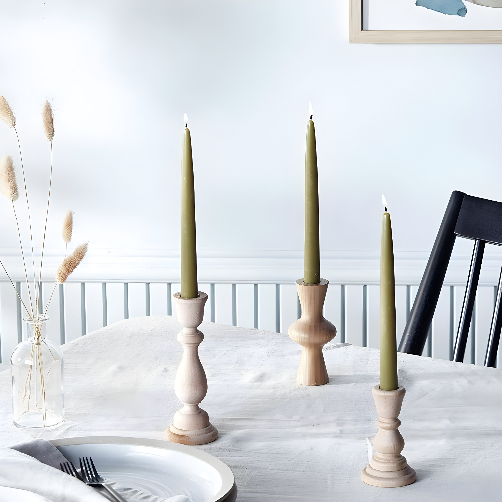 12 Piece Unscented Taper Candle Set