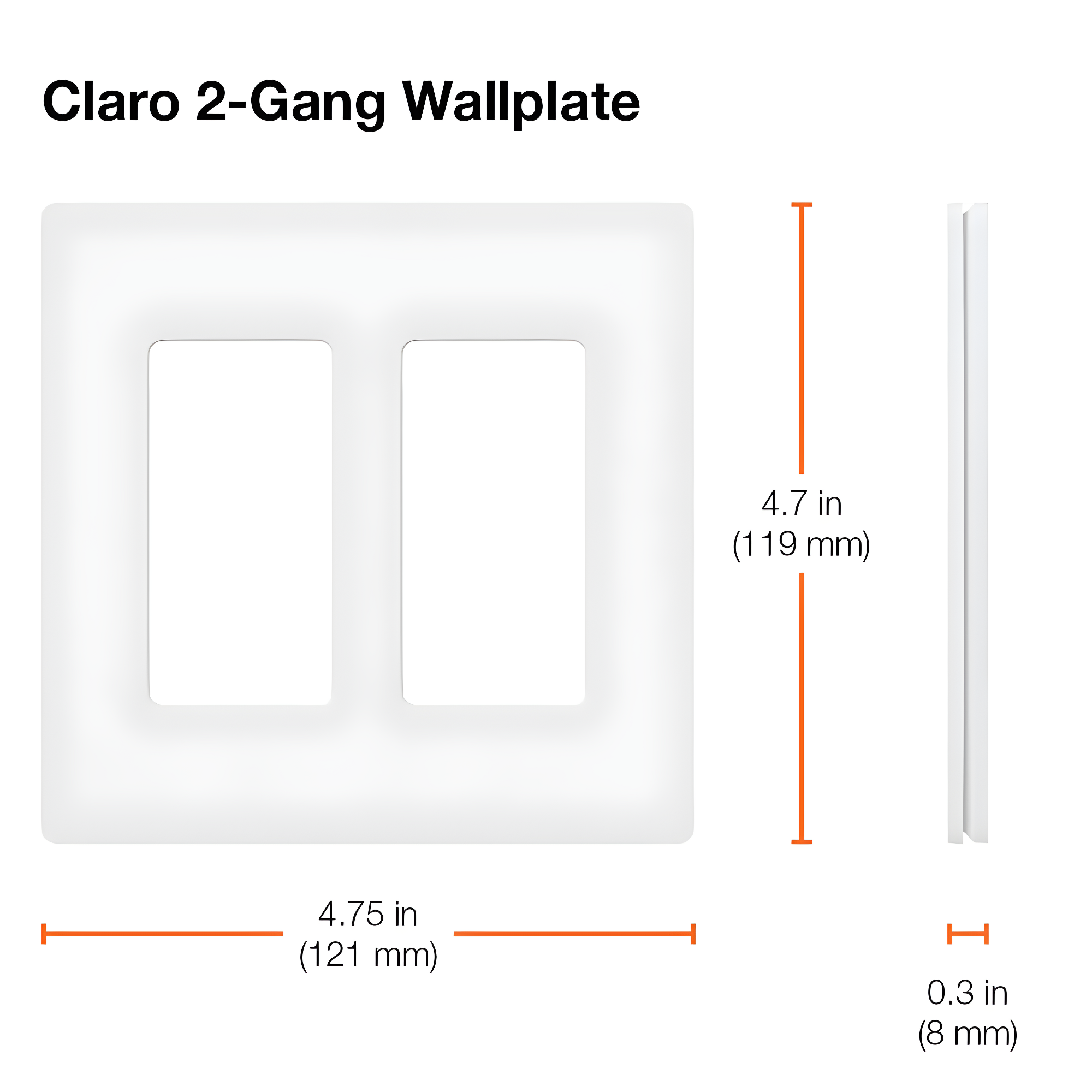 Claro 2 Gang Snow White Satin Wall Plate