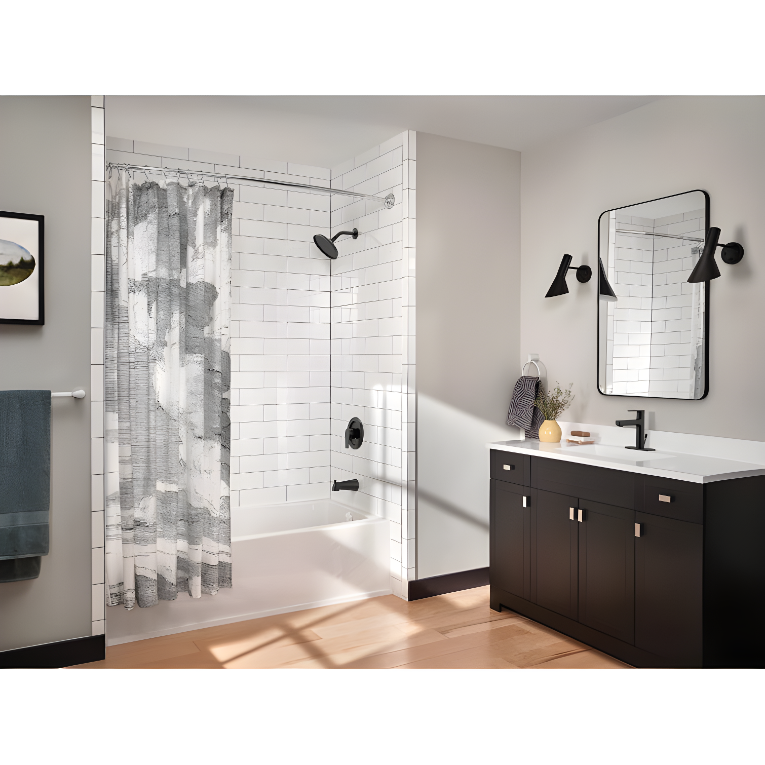 Moen 54-Inch to 72-Inch Adjustable Length Fixed Mount Single Curved Shower Curtain Rod