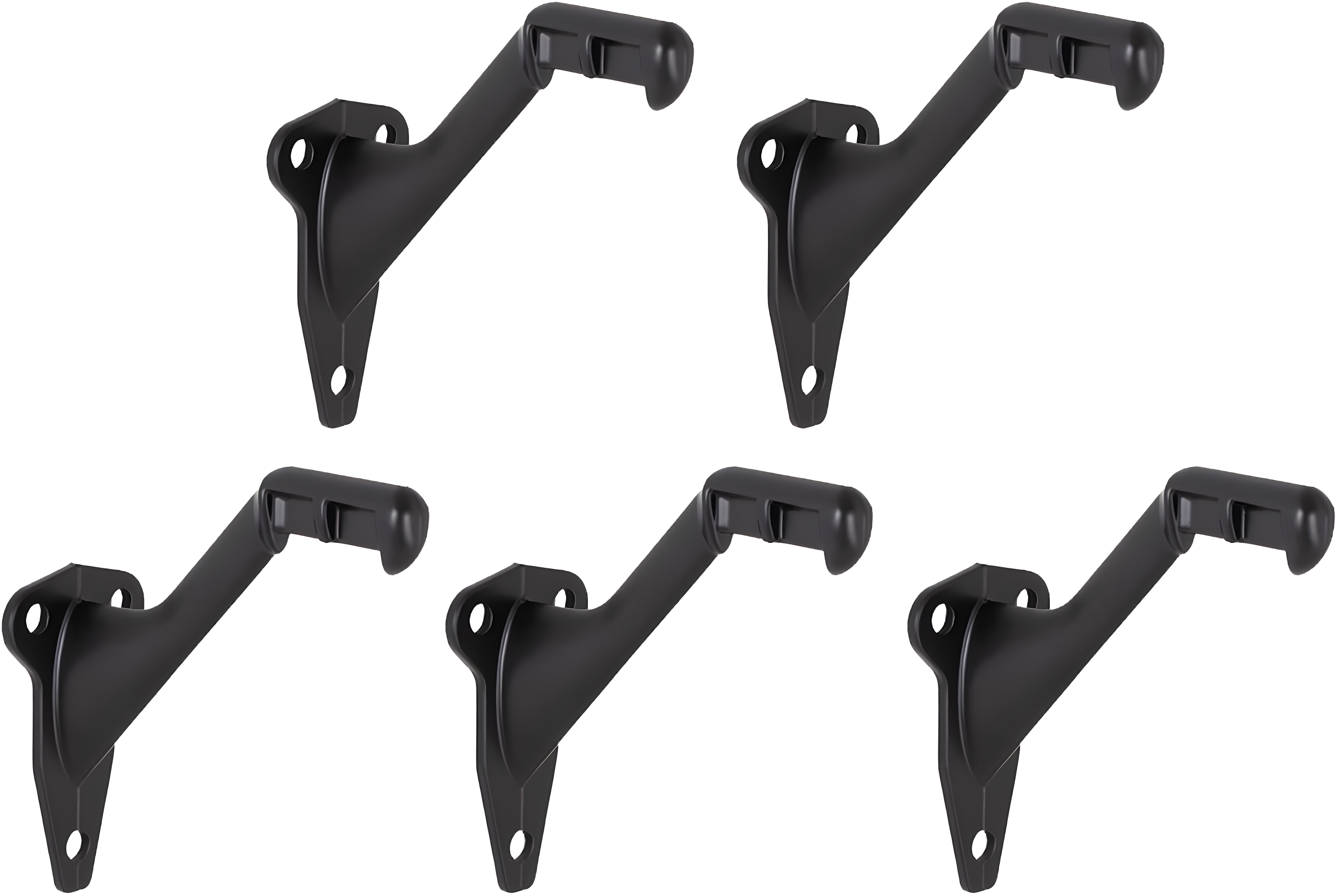 Design House 2.91" H x 2.2" W x 1.26" D Standard Handrail Bracket Heavy Duty Hardware for Stairways in Home or Office, Matte Black (Set of 5)