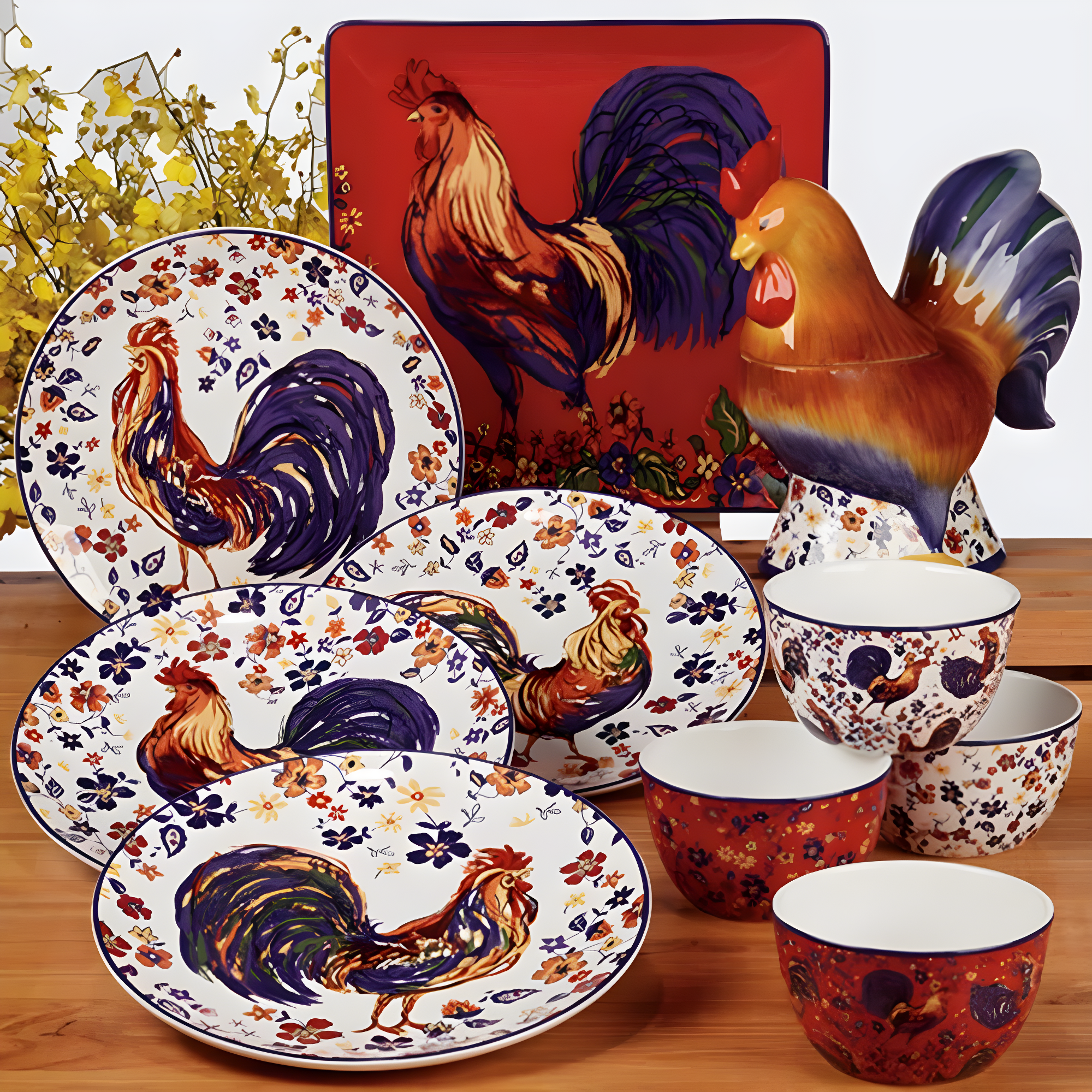 Certified International Morning Rooster 3-D Rooster Cookie Jar 12.25in x 5.75in x 11.5in 48 oz