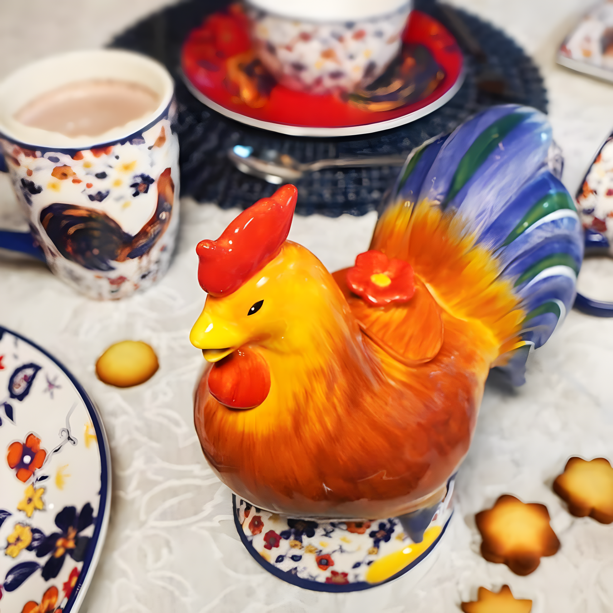 Certified International Morning Rooster 3-D Rooster Cookie Jar 12.25in x 5.75in x 11.5in 48 oz