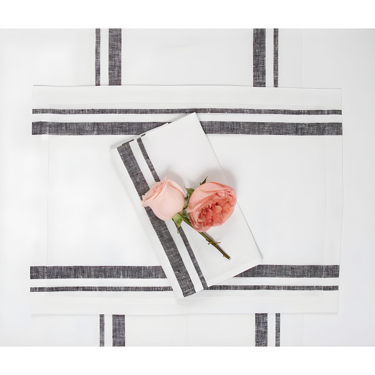Solino Home French Stripe - 100% Pure Linen Placemats (Set of 4)