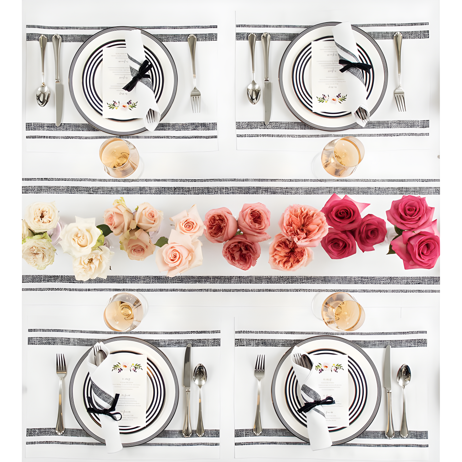 Solino Home French Stripe - 100% Pure Linen Placemats (Set of 4)