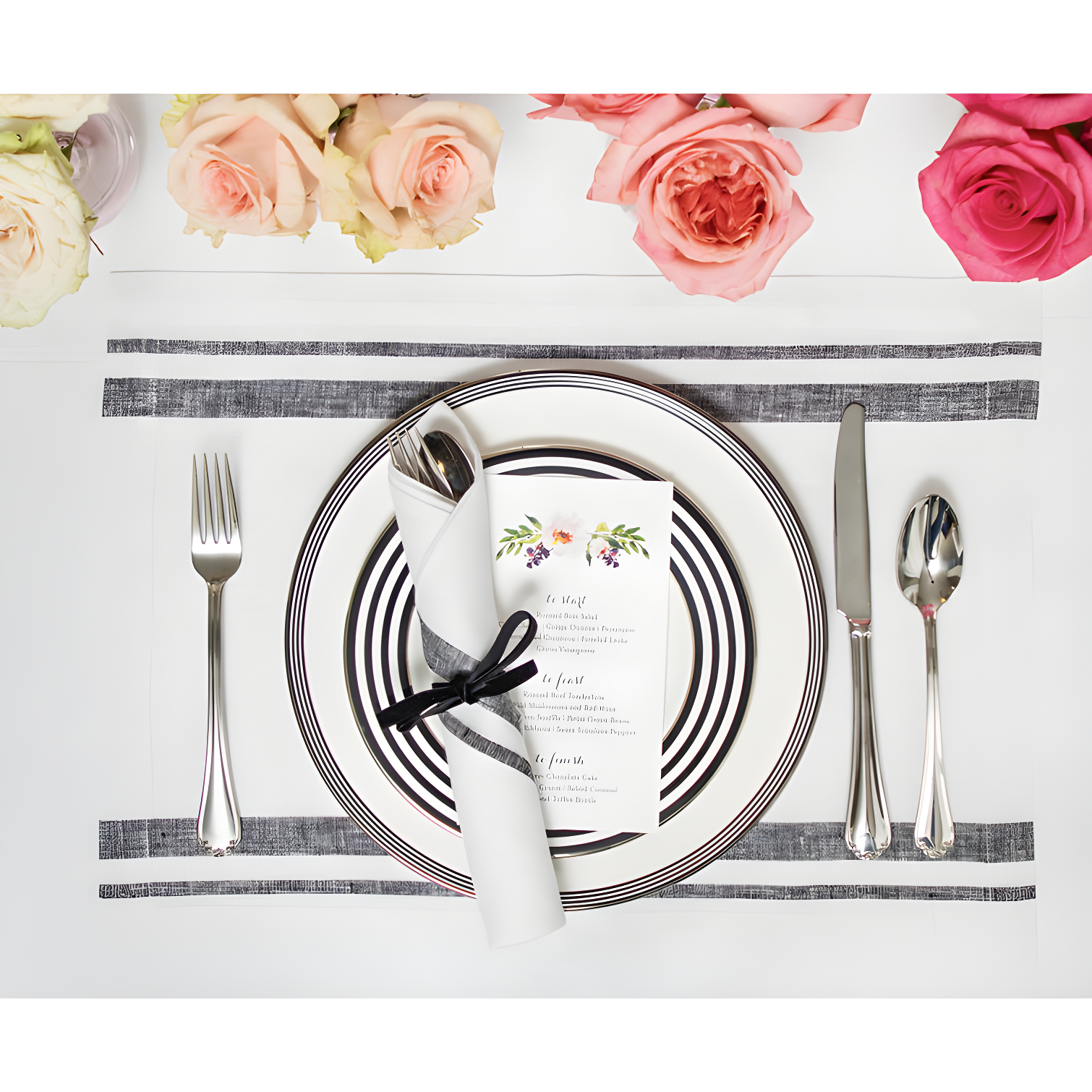 Solino Home French Stripe - 100% Pure Linen Placemats (Set of 4)