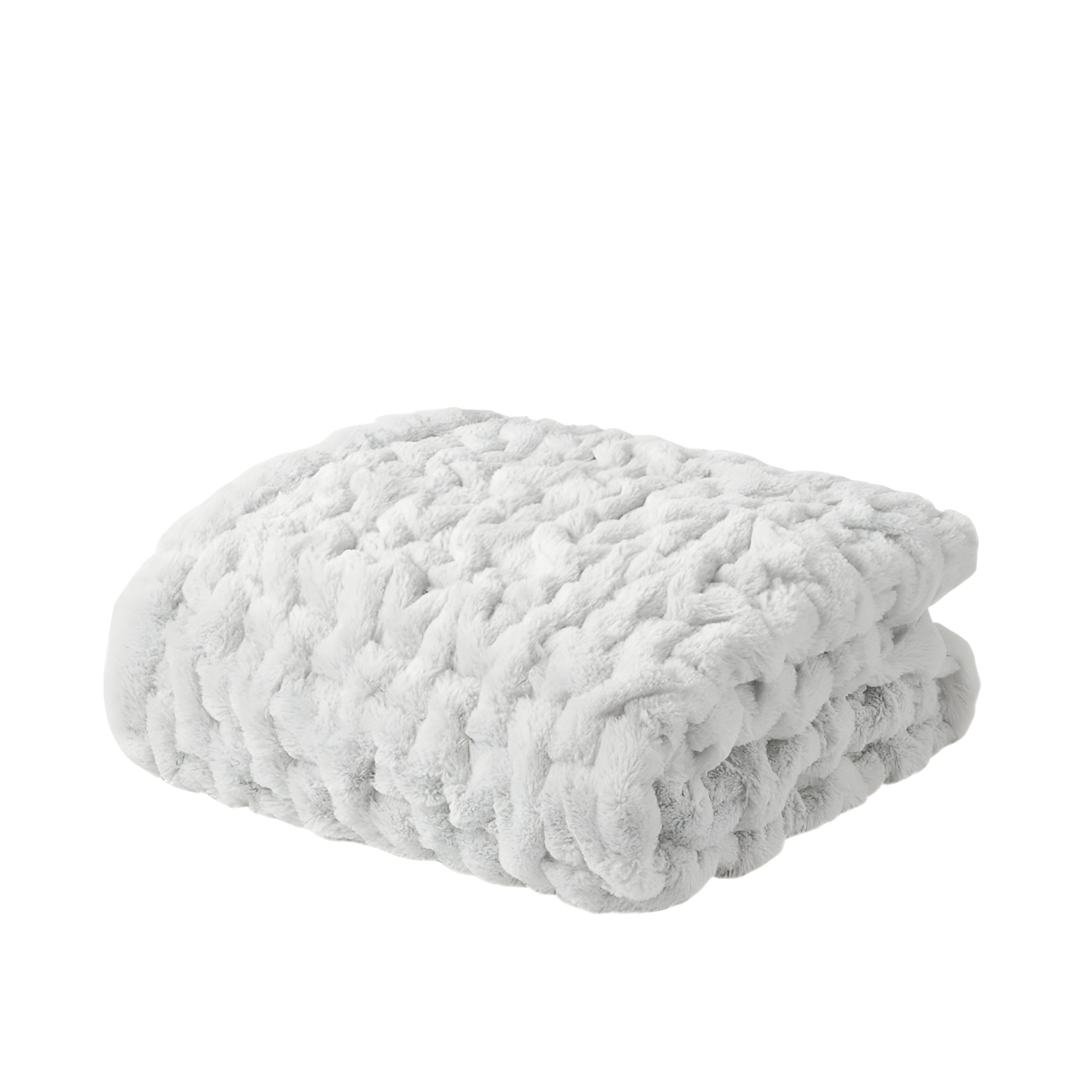 Madison Park Silver Ruched Fur Throw 50x60"