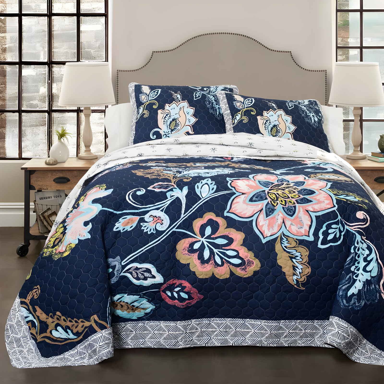 Lush Decor Aster Reversible Traditional 3 Piece Quilt Set